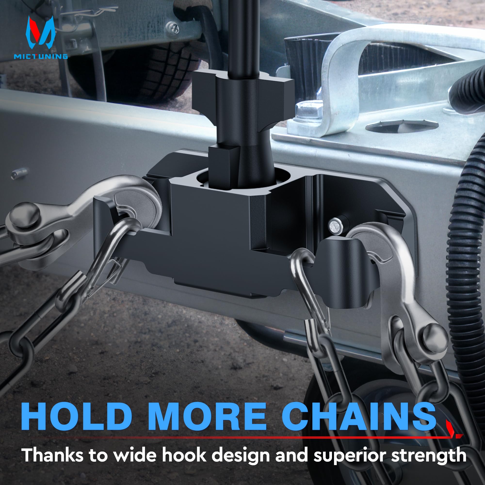 Mictuning Trailer Towing Organizer For 7 Way Plug, Heavy Duty Side Hooks Chain Cable Wire Harness Holder, Anti-Rust Aluminum Met