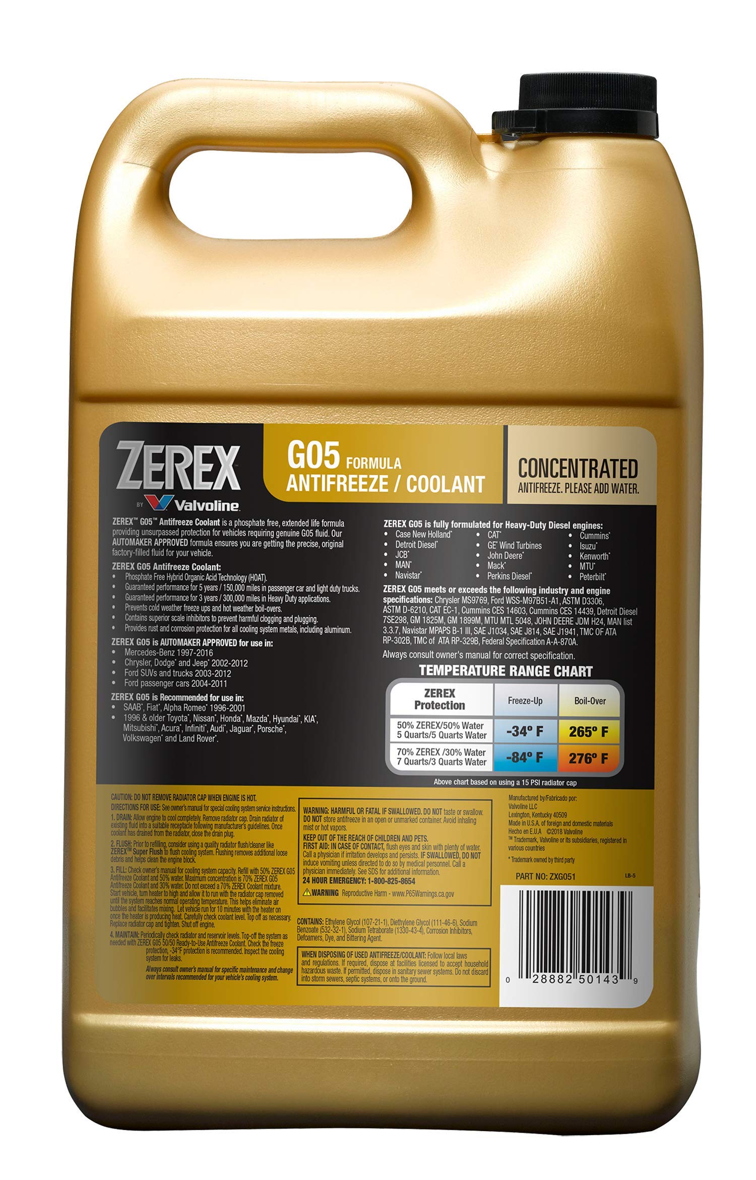 Zerex G05 Phosphate Free Concentrate Antifreeze/Coolant 1 Ga