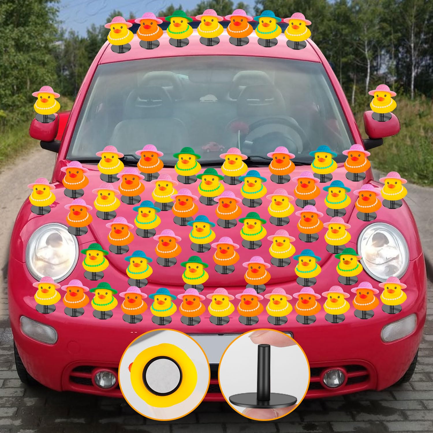 100 Pcs Duck Holder For Dash, Black Duck Mount Plugs For Car Dashboard, Rubber Duck Mount For Car Lover Baby Bath Toys (Excludin