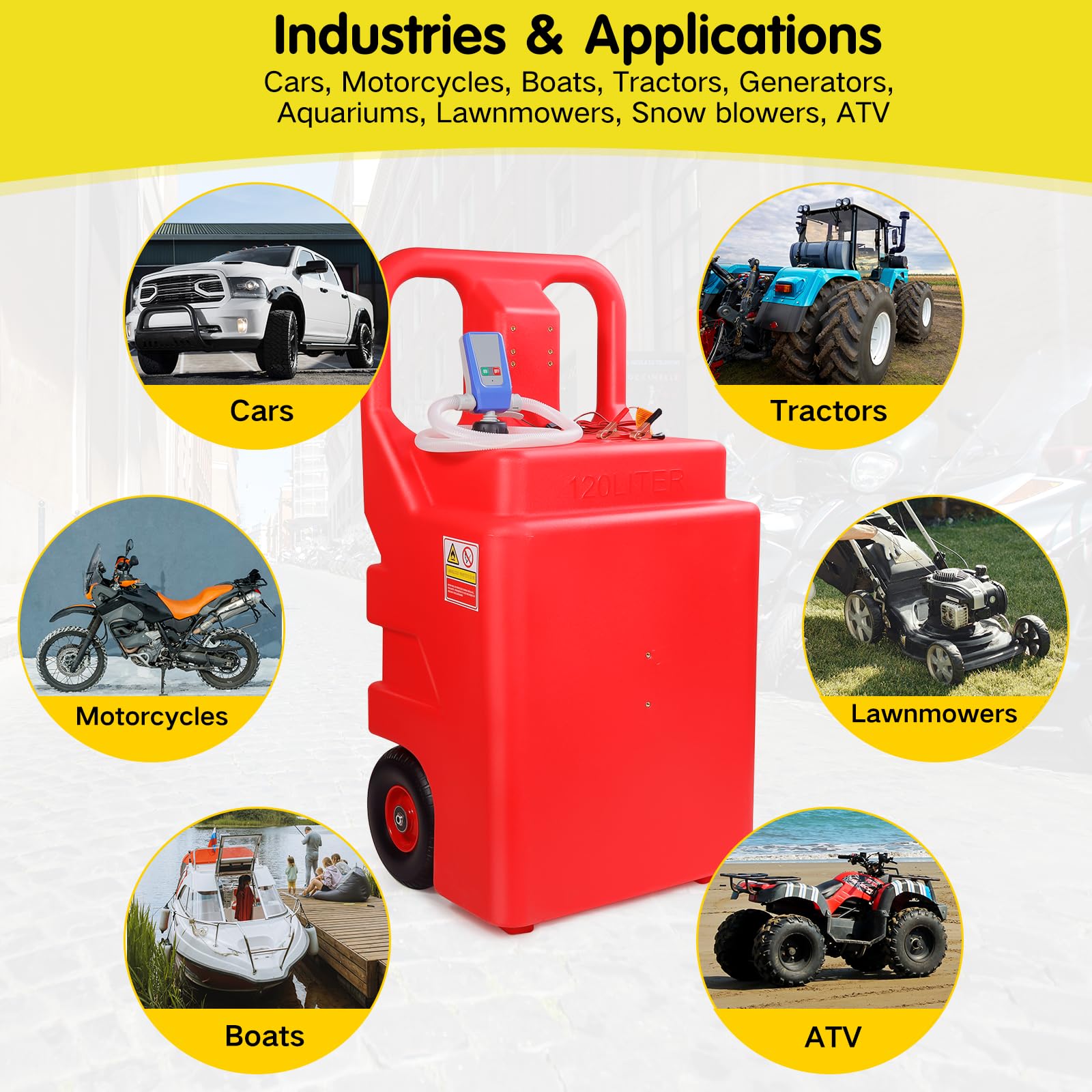 Automatic Fuel Transfer Pump with 32 Gallon Portable Fuel Caddy Tank, Auto-Stop Sensor Nozzle, AA Battery/12V DC 2 Power Modes,