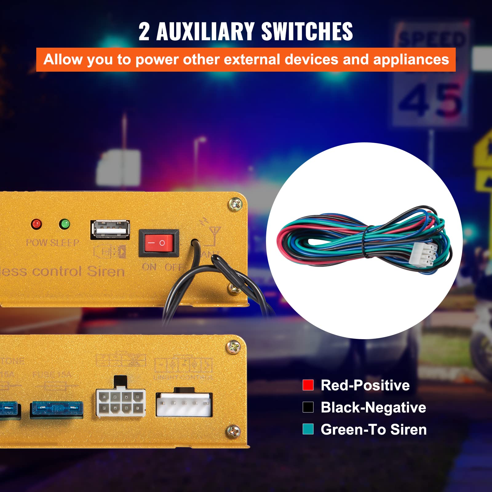 VEVOR Police Fire Emergency Warning Alarm, 400W 8 2 Horn, Black