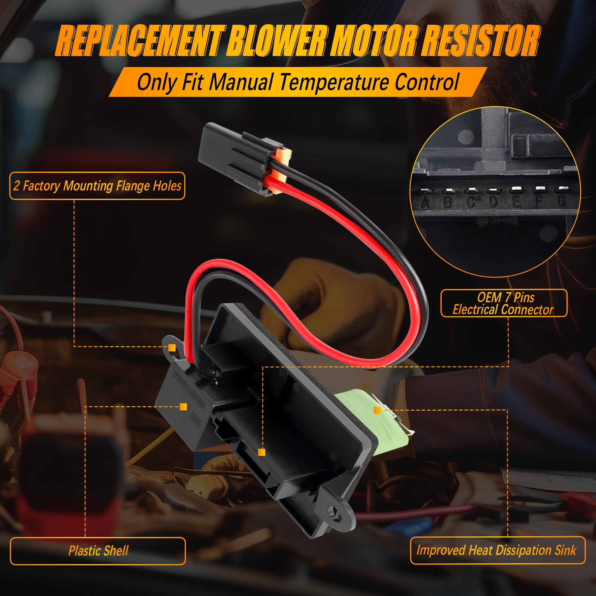 89019089 Hvac Blower Motor Fan Resistor Compatible With 1999-2006 Chevy Silverado Gmc Sierra 1500 2500 3500, 2000-2002 Gmc Yukon (2 Holes Mounting Flange) Replaces# 973-004, 89018597, 22807122, Ru371