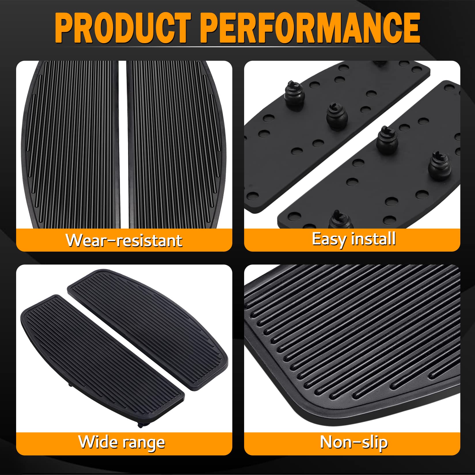 Pbymt Front Footboard Rubber Insert Rider Footboard Floorboard Foot Peg Footrest Pad Compatible For Harley Touring Softail Road