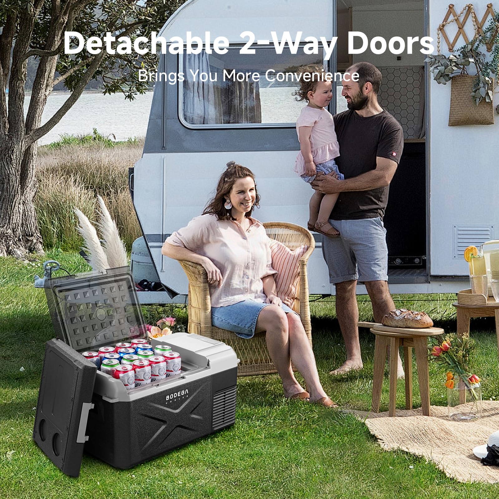 Bodegacooler 12 Volt Car Refrigerator, 18 Quart Portable Freezer, Car Fridge -4?-68?, Compressor Electric Cooler 12/24V Dc100-24