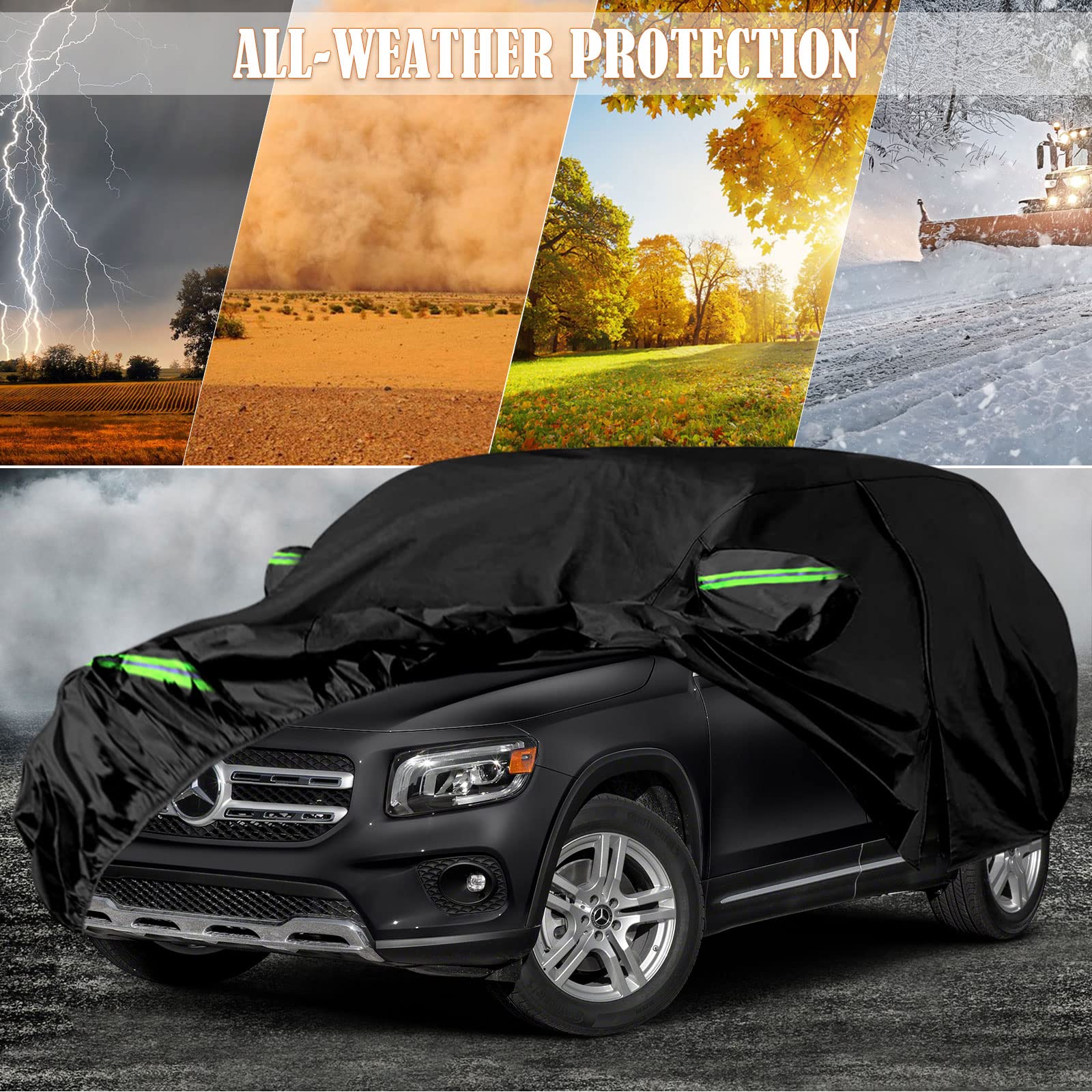 Waterproof Car Covers Replace For 2019-2025 Mercedes-Benz Glb, 6 Layers All Weather Car Cover With Zipper Door & Windproof Bands