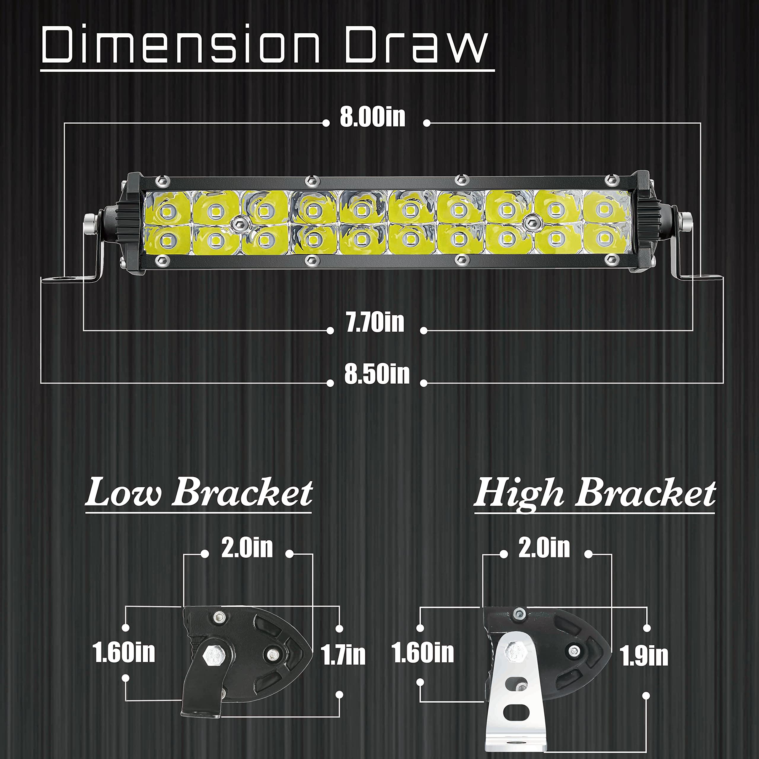 7 Inch Slim Led Light Bar For Truck Tractor, Small Led Pods Off Road Driving Auxiliary Fog Lights 60W 6000Lm, Waterproof Flood W