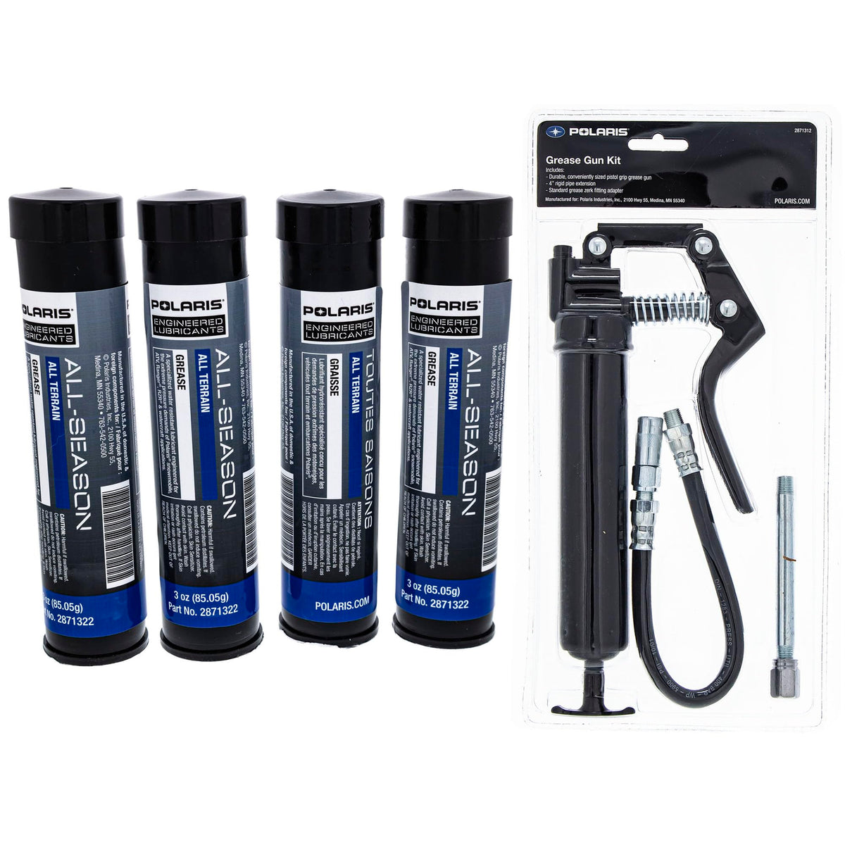 Polaris Genuine 4 Pack Of 3Oz All Season Grease Gun Kit 2871322, 2871312