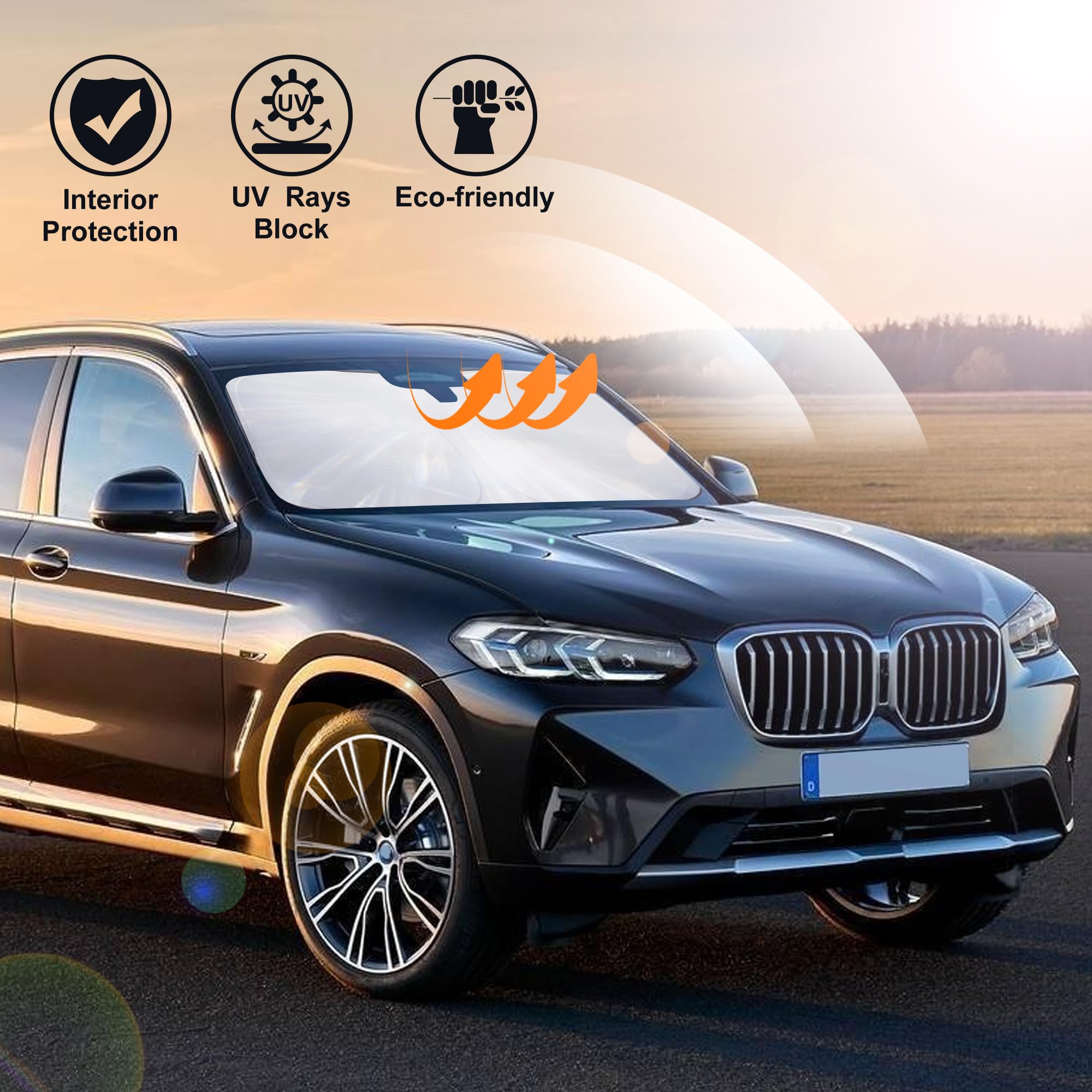 Windshield Sun Shade Compatible With 2018-2024 2025 Bmw X3 Accessories Foldable Sunshade Sun Blocker Protect Car From Sun Rays &