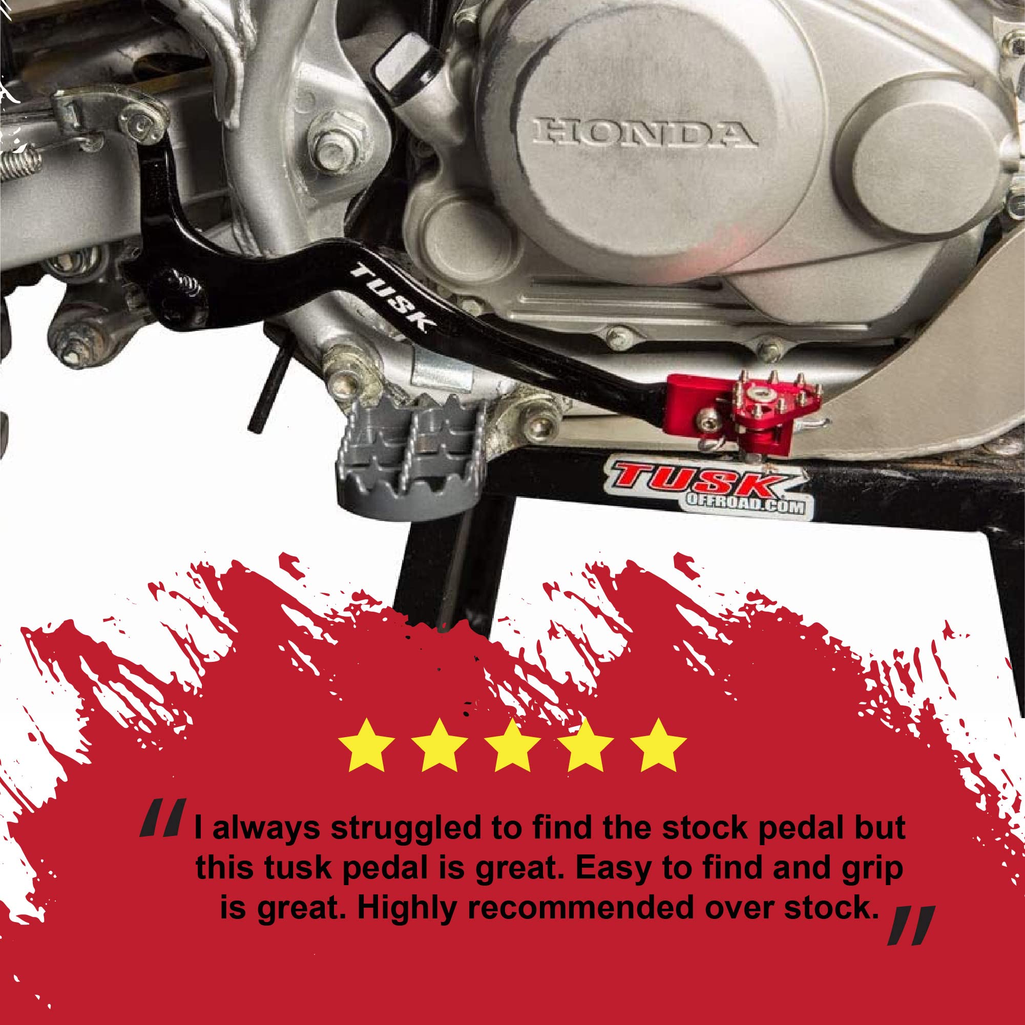 Tusk Aluminum Brake Pedal Red Tip - Fits: Honda Crf150F 2006-2009,2012-2016