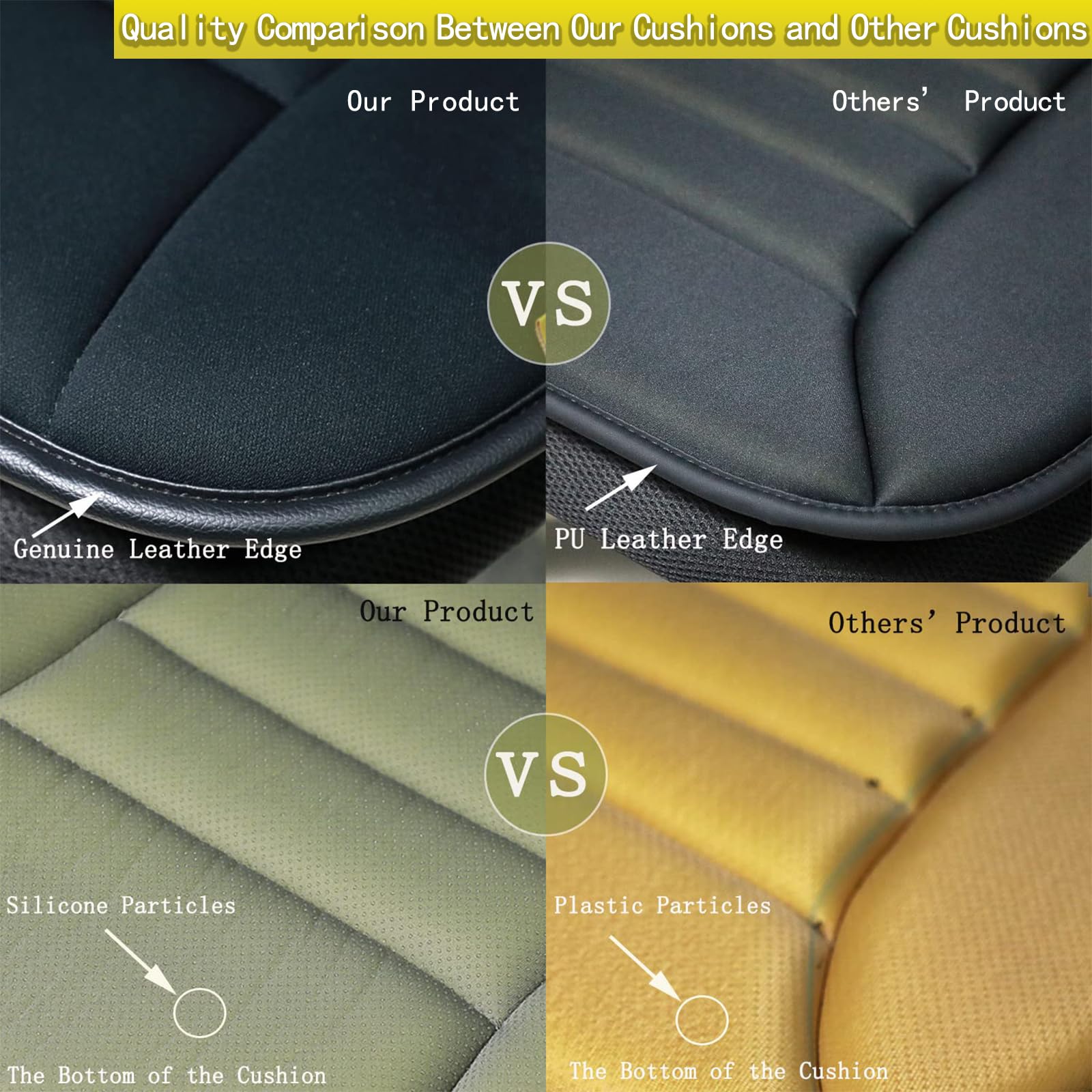 Raorandang Car Seat Cushion Pad For Home Use Car Driver Seat Office Chair Memory Foam Seat Cushion(Khaki)