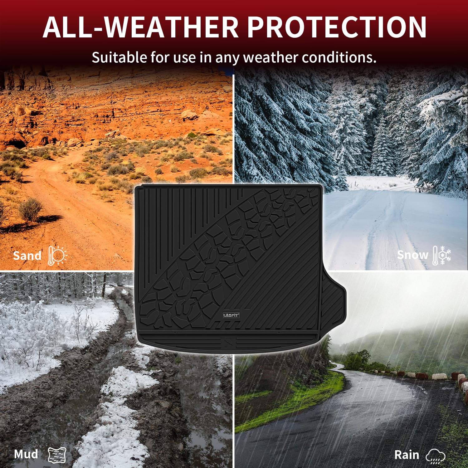 Lasfit Trunk Mat For Jeep Grand Cherokee 2022-2025 5-Seat (Include 4Xe, Not For L) All Weather Tpe Custom Fit Cargo Mat Trunk Li