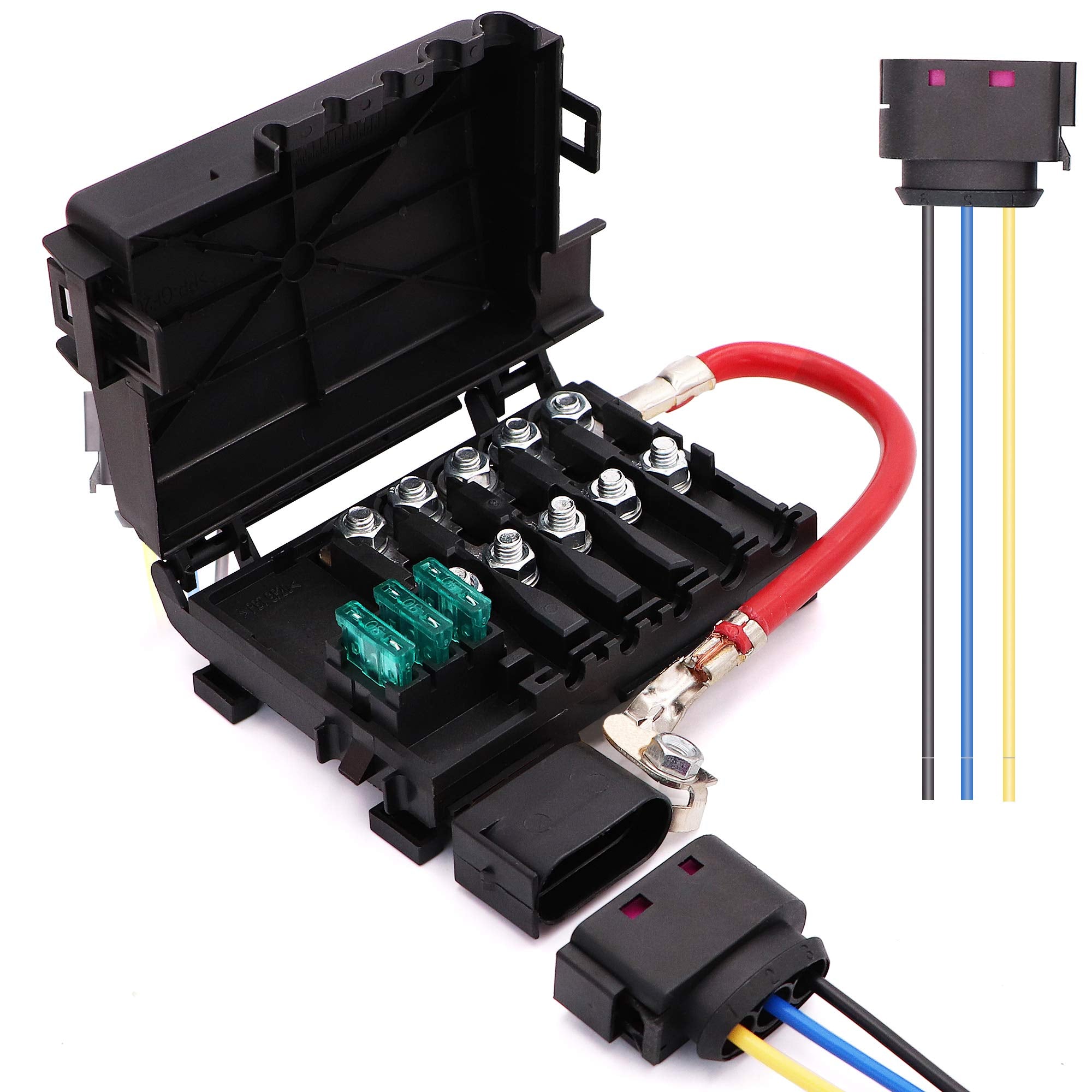 Battery Fuse Box Terminal 1J0937550 Compatible With 99-04 Vw Beetle Jetta Bora Golf Mk4 With Wiring Harness Pigtail Connector