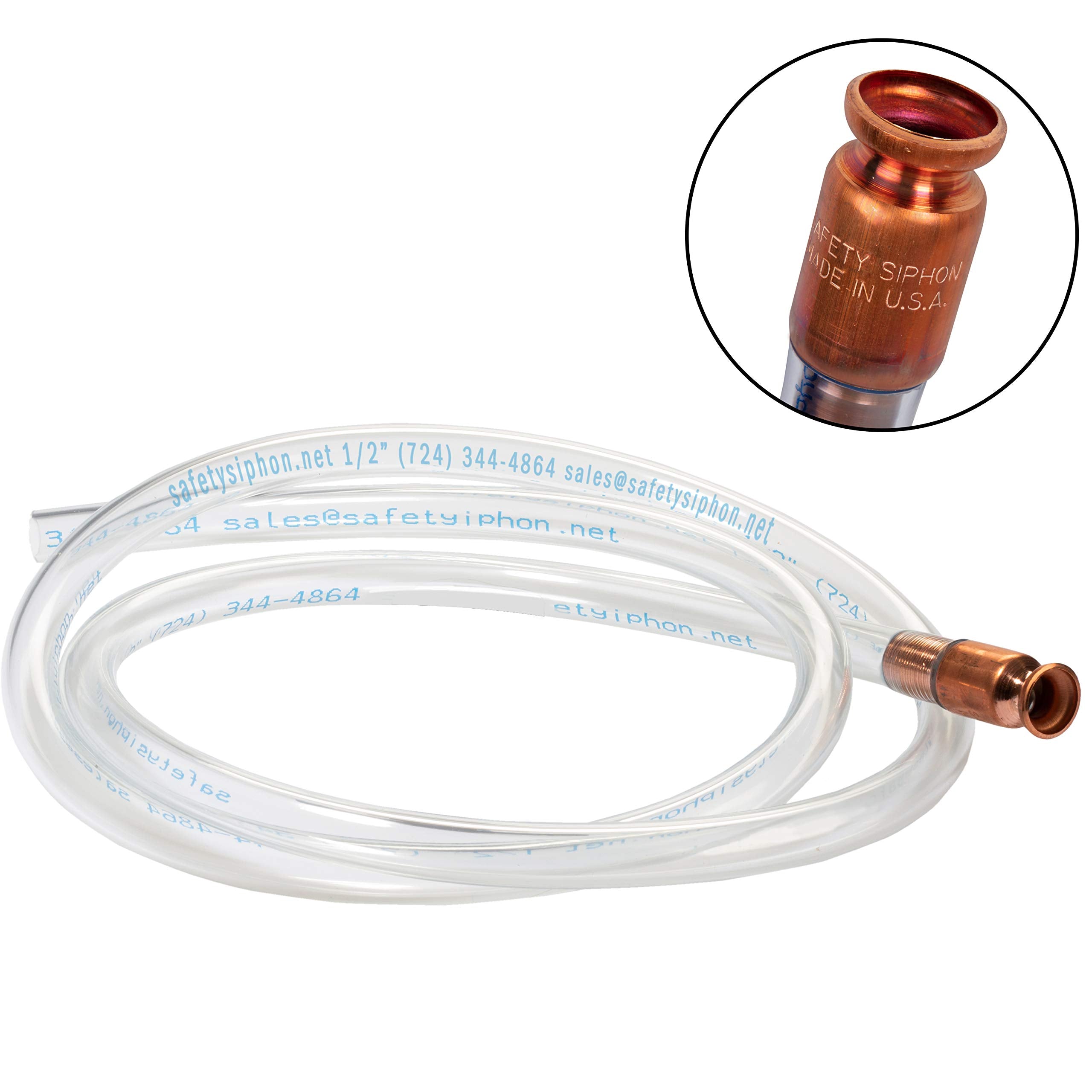 The Original Safety Siphon 6 Foot Hose For Gasoline And More - 1/2' Valve Siphon Pump - Use For Cars, Boats, Mowers - Self Priming Pump Transfers 3.5 Gallons Per Minute - Fda Food Grade For Home Brews