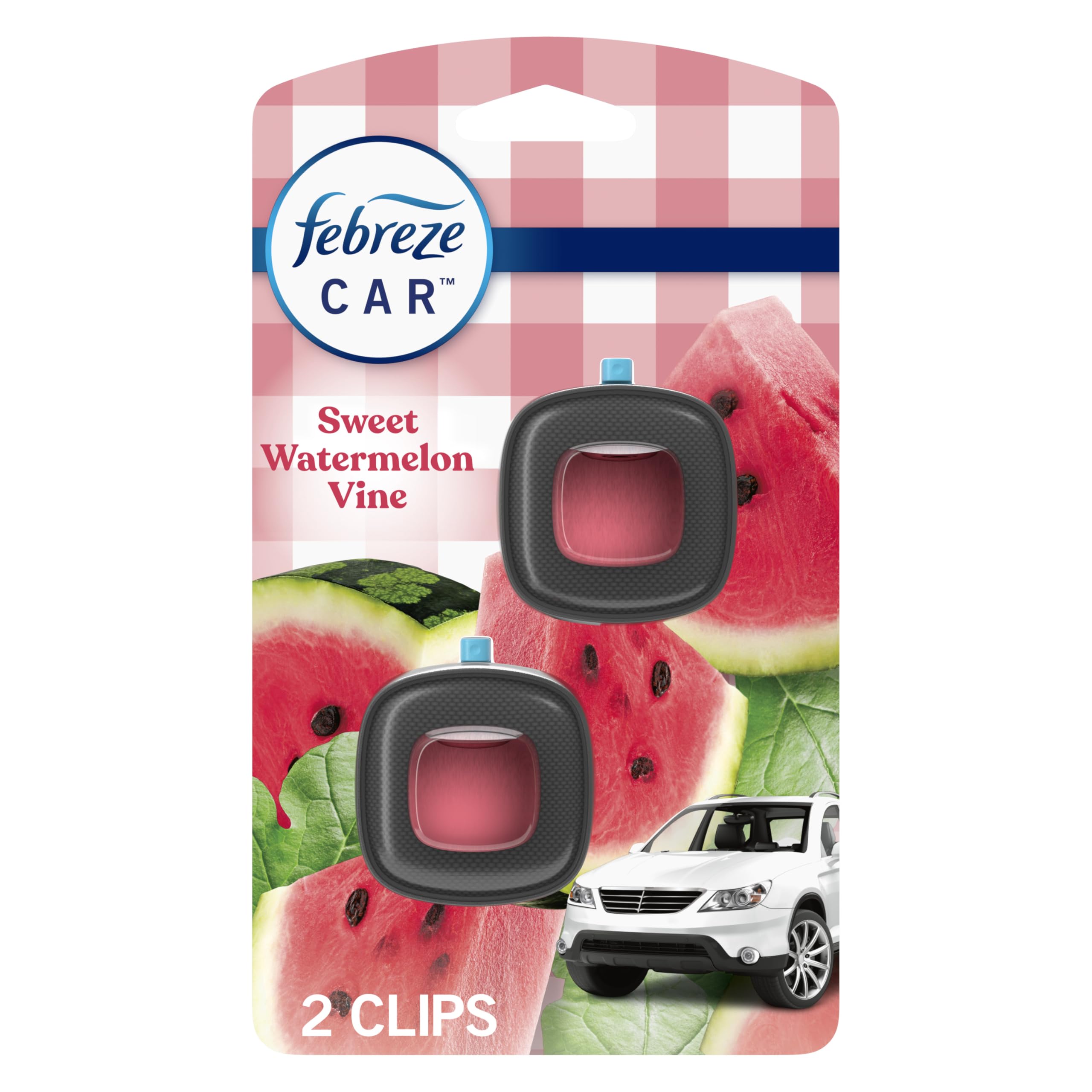 Car Air Freshener Vent Clip Sweet Watermelon Vine Scent, 2 Count, .13 Oz Total