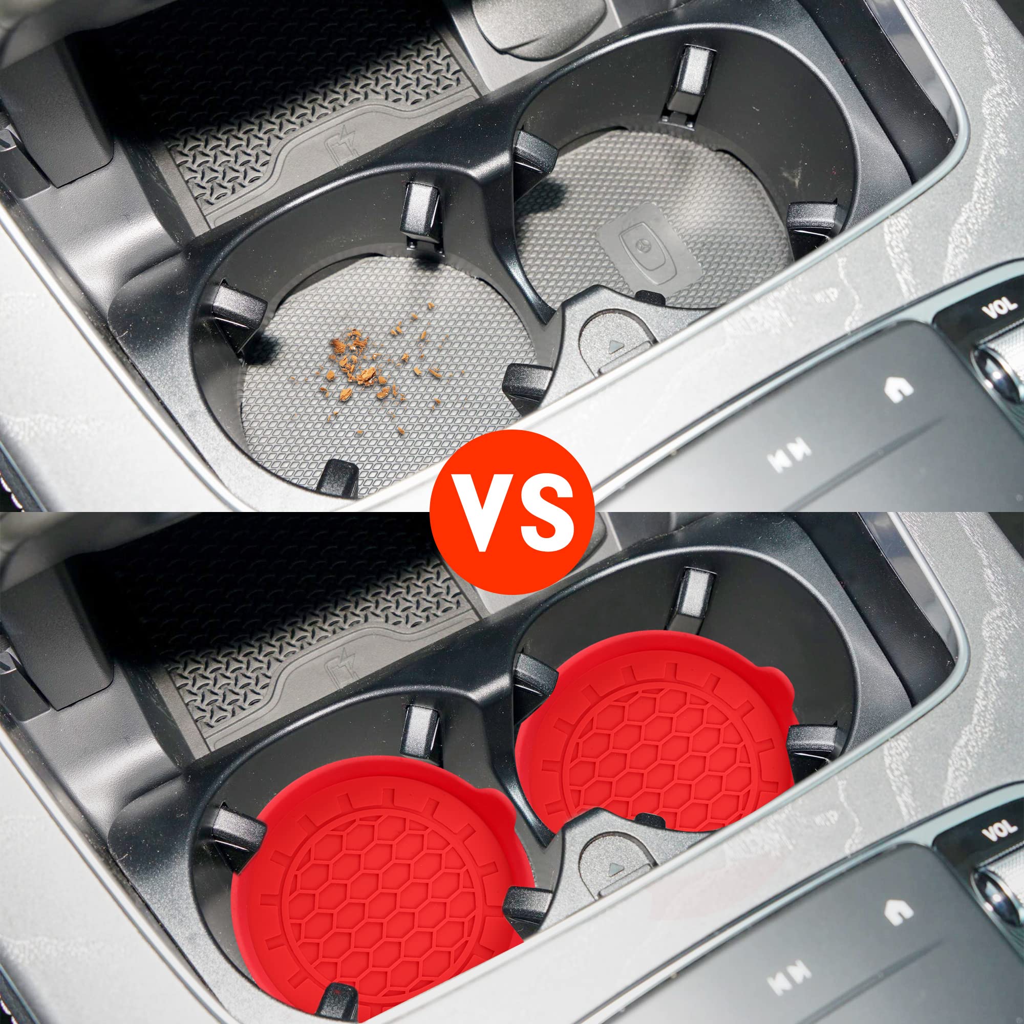 Amooca Automotive Cup Holders Universal Car Cup Coaster Waterproof Non-Slip Sift-Proof Spill Holder Car Interior Accessories 2 P