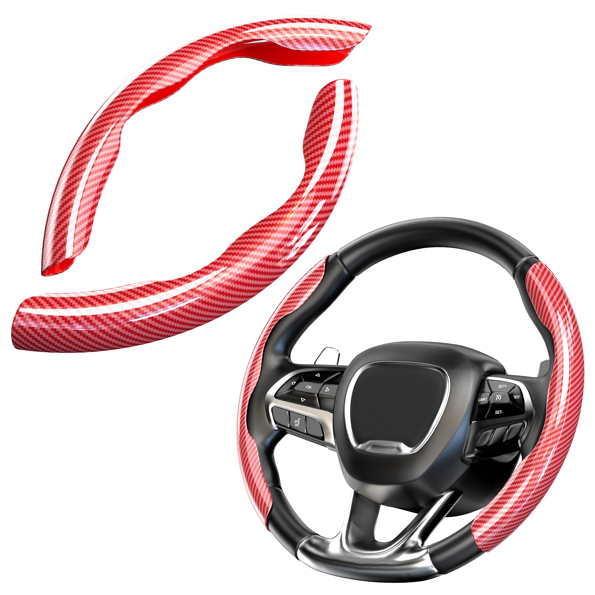 Benloc Hard Carbon Fiber Steering Wheel Cover, Universal Car Steering Wheel Cover Protector, Segmented Non-Slip Carbon Fiber Car