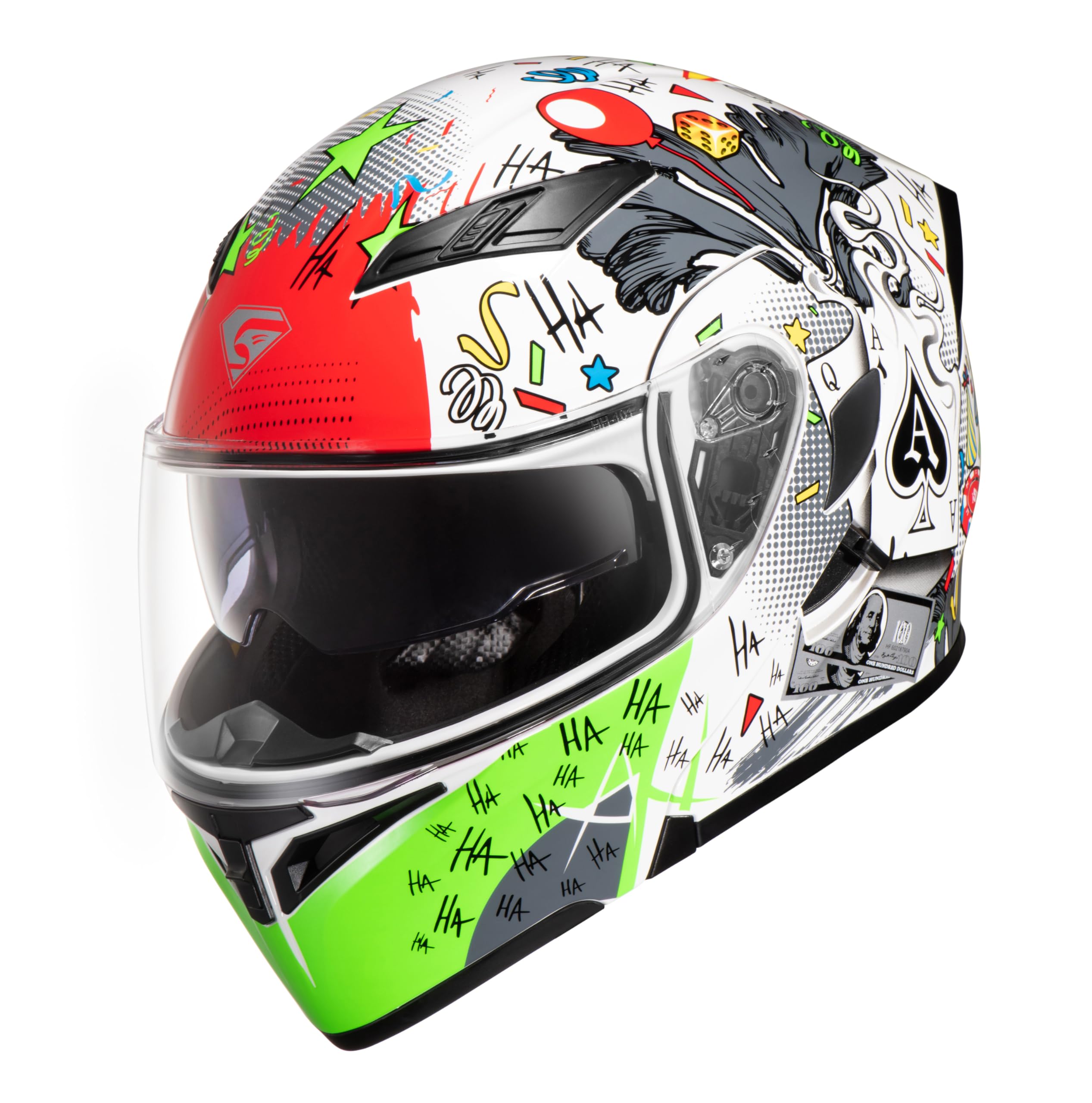 Kypara Motorcycle Dual Visor Flip Up Modular Full Face Helmet With Dot Certification Of Impressionism (White Pocker, M)