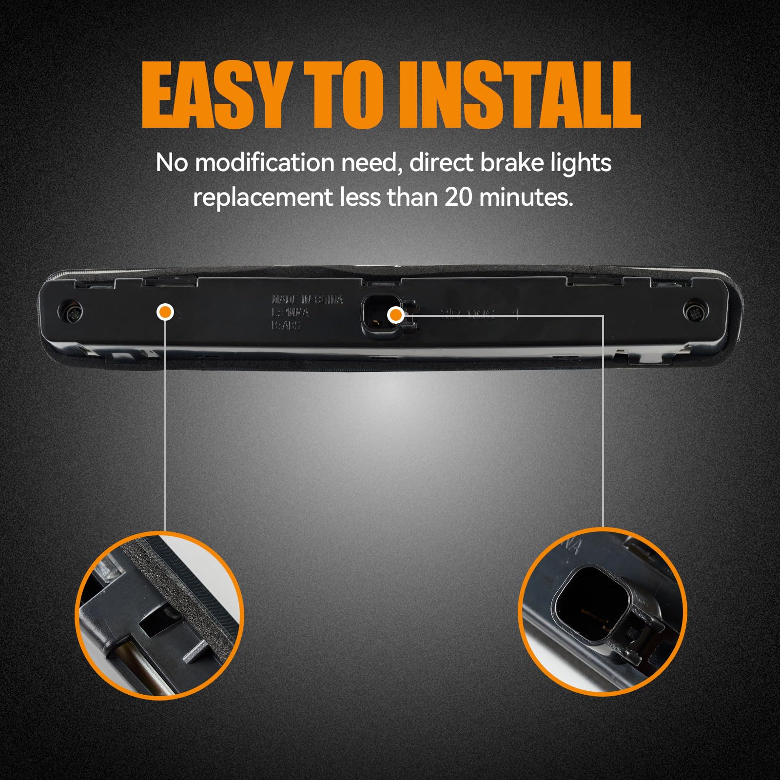 Cxdar Third 3Rd Brake Light Led For 2005-2009 Ford Mustang, High Mount Rear Brake Lights Assembly For 05-09 Ford Mustang, Waterp