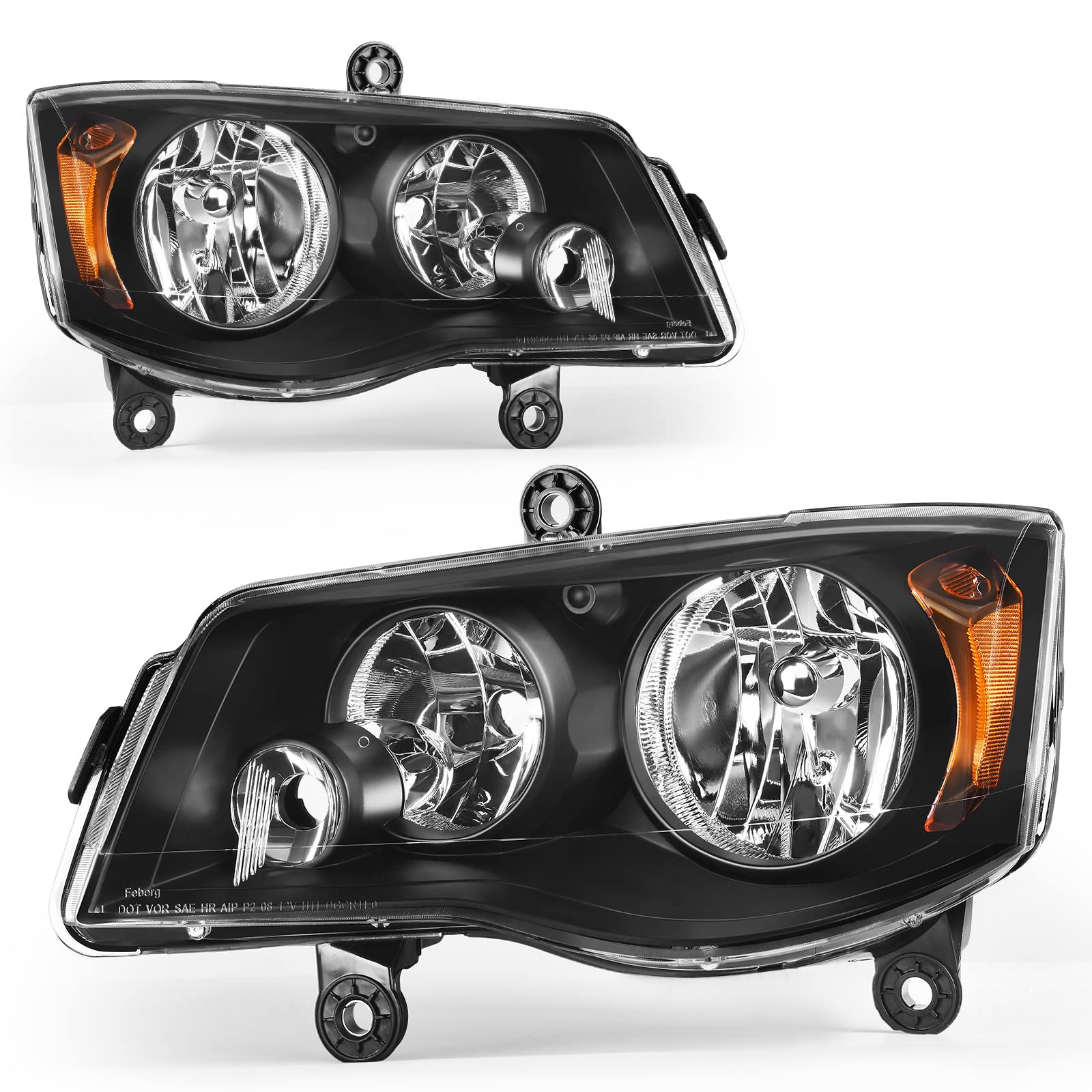 Autosaver88 Headlight Assembly Compatible With 2011 2012 2013 2014 2015 2016 2017 2018 2019 2020 Dodge Grand Caravan / 08-16 Chr