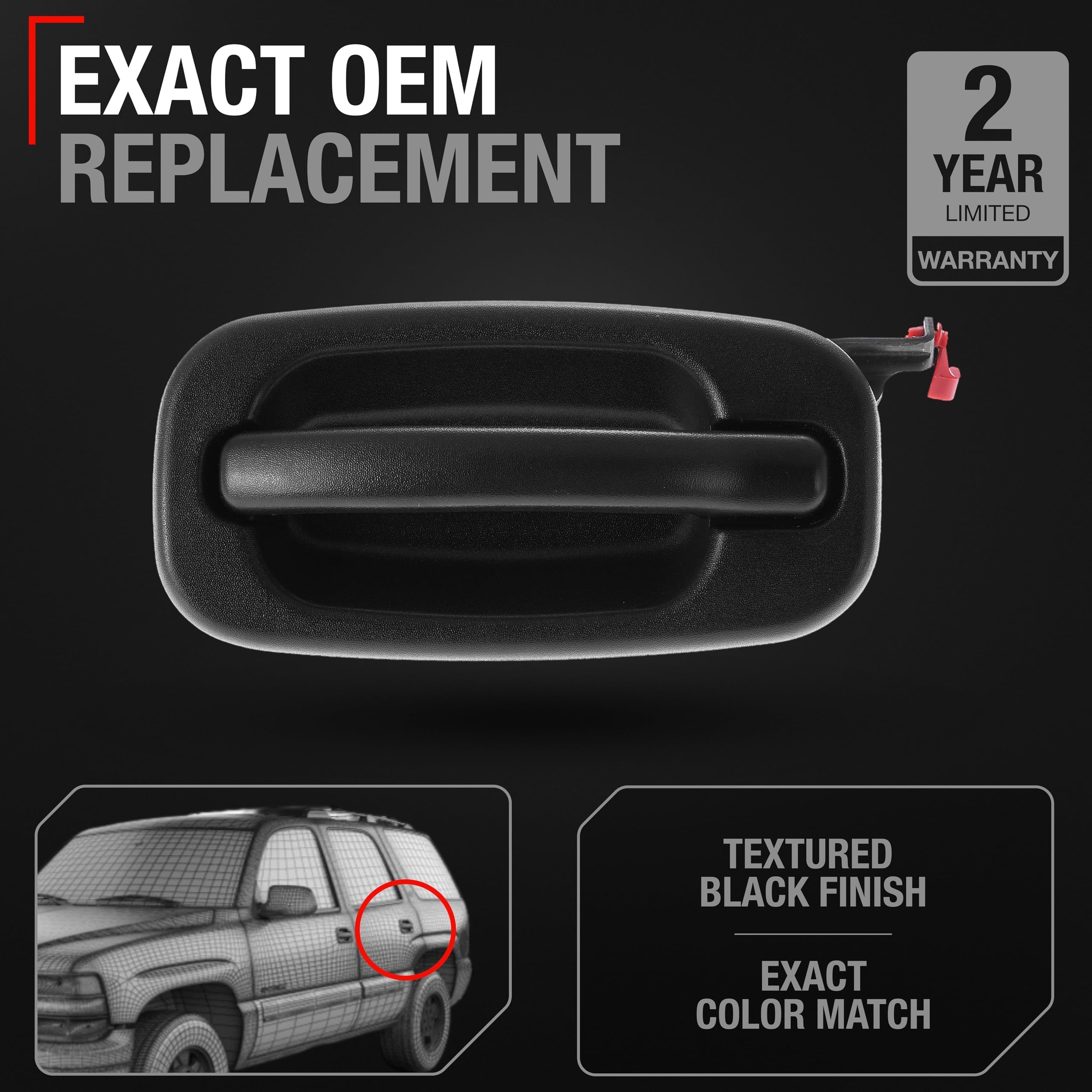 Exterior Rear Driver Door Handle - Compatible With 1999-2006 Chevrolet Silverado, 02-06 Avalanche, Tahoe, Suburban; 99-06 Gmc Si