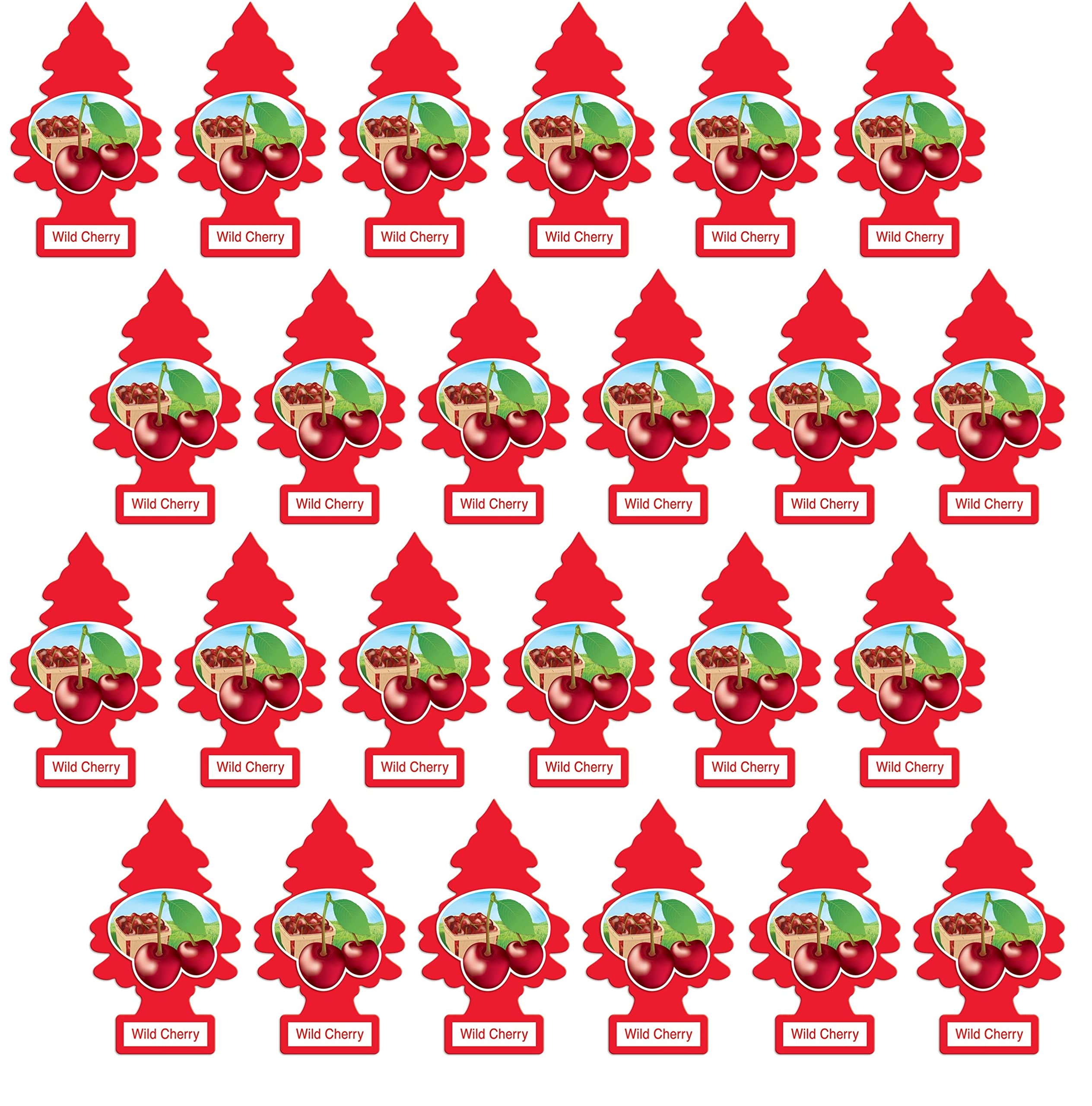 Little Trees Car Air Freshener | Hanging Paper Tree For Home Or Car | Wild Cherry | 24 Pack
