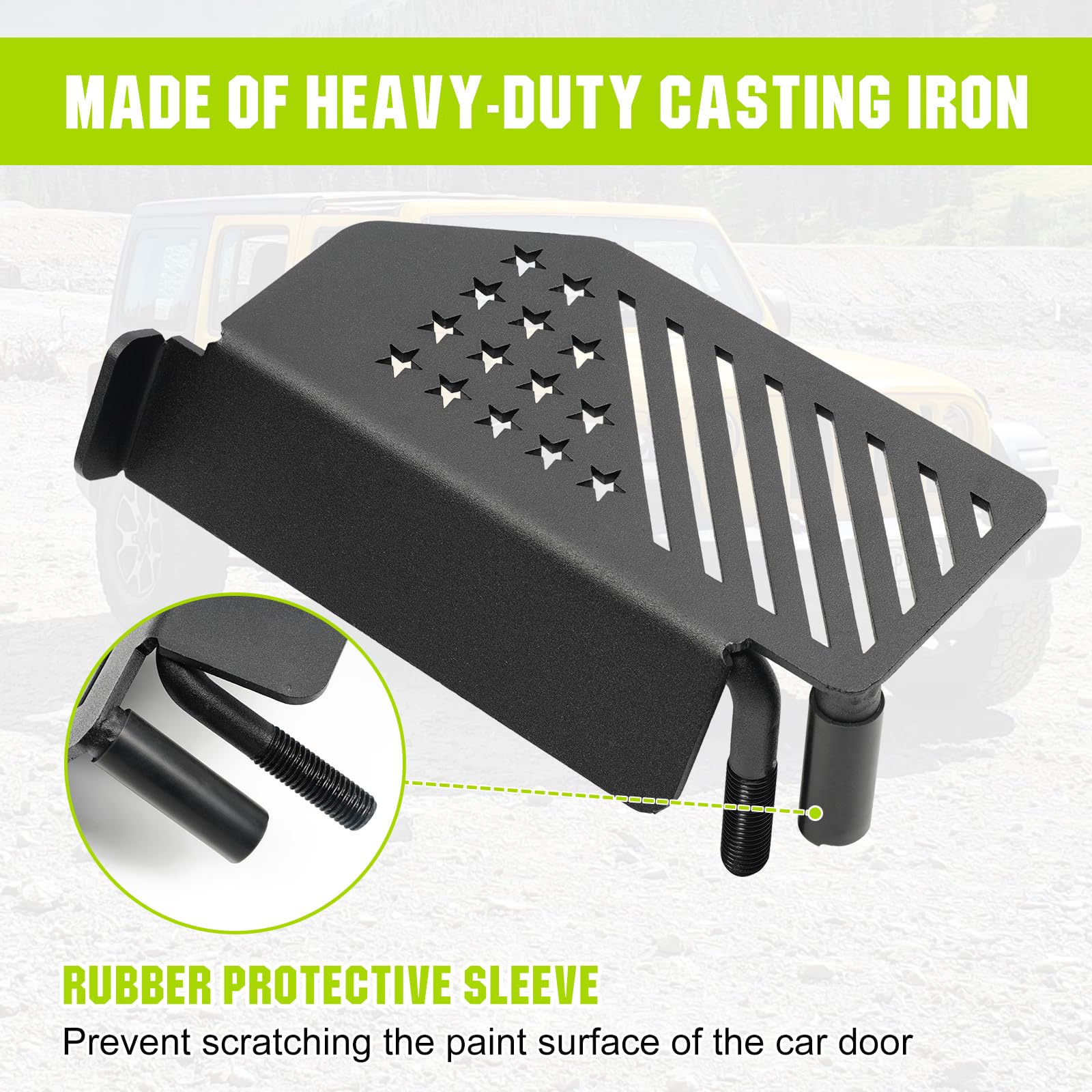 Bordan Front Foot Pegs Foot Rest Pedals For Jeep Wrangler Jk Jku Jl Jlu Jt Gladiator 2007-2025, Exterior Door Hinge Foot Peg Met