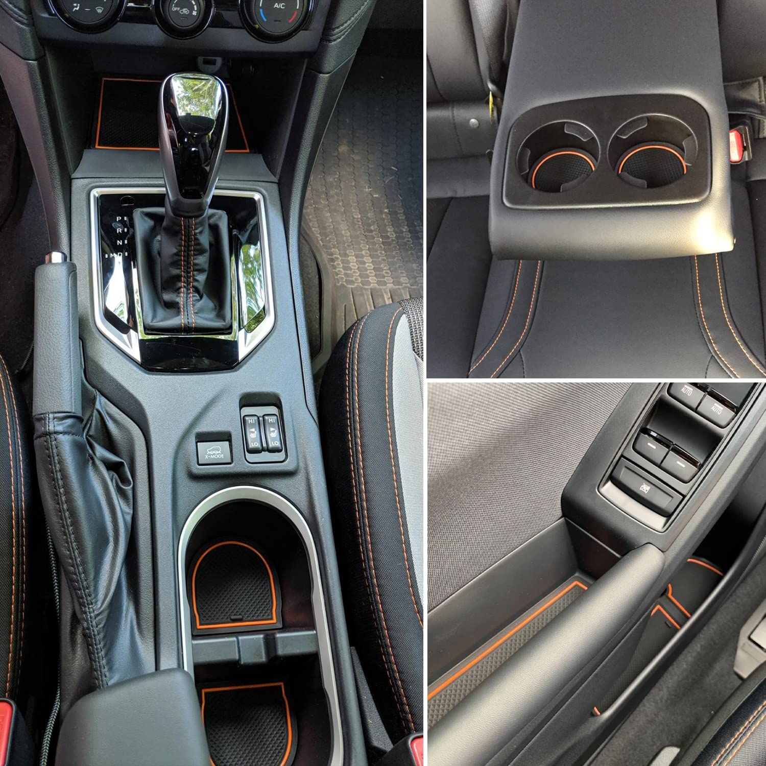 Mochent Cup Holder Insert For Subaru Crosstrek 2023 2022 2021 2020 2019 2018 And For Subaru Impreza 2017-2023 Center Console Mat Non-Slip Door Pocket Liners Interior Accessories (Orange)