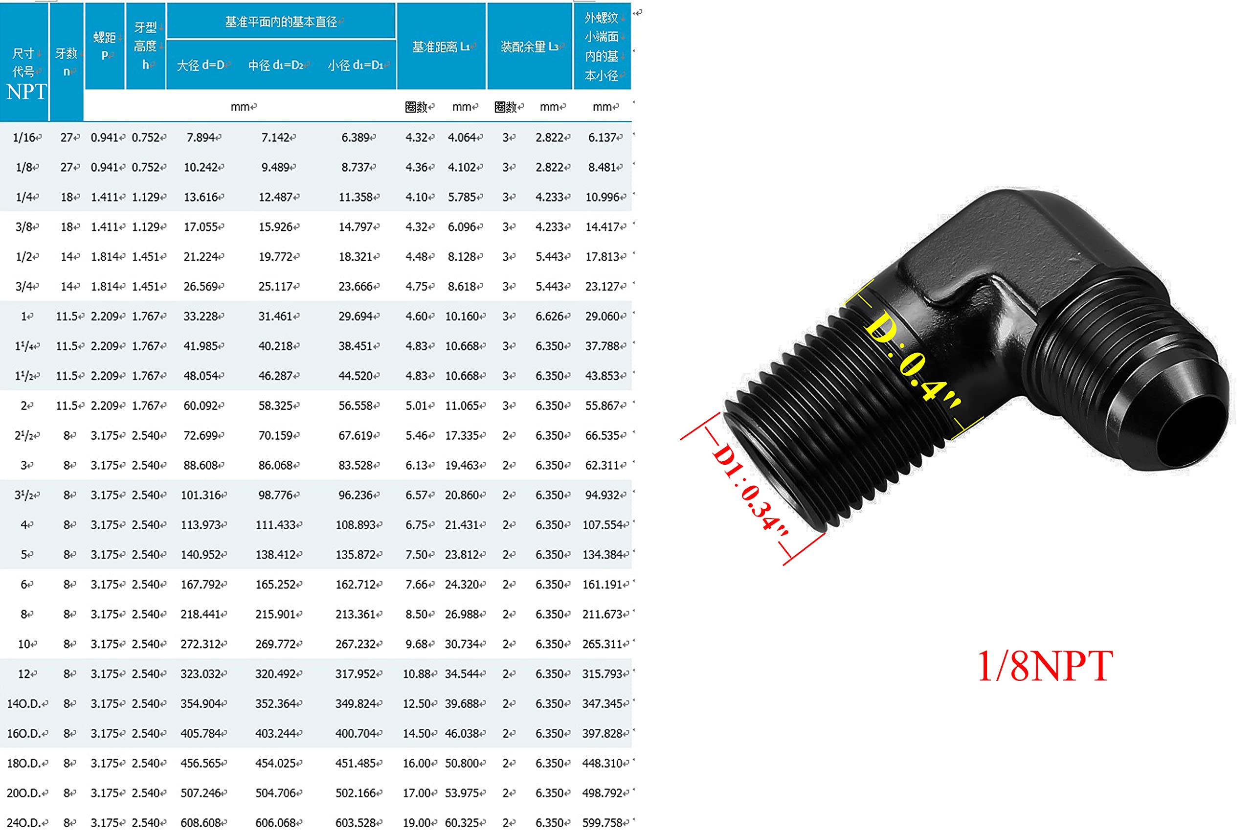 Ac Performance 90 Degree Elbow -6 An Male To 1/8'' Npt Male Fitting Adapter Connector Aluminum Black