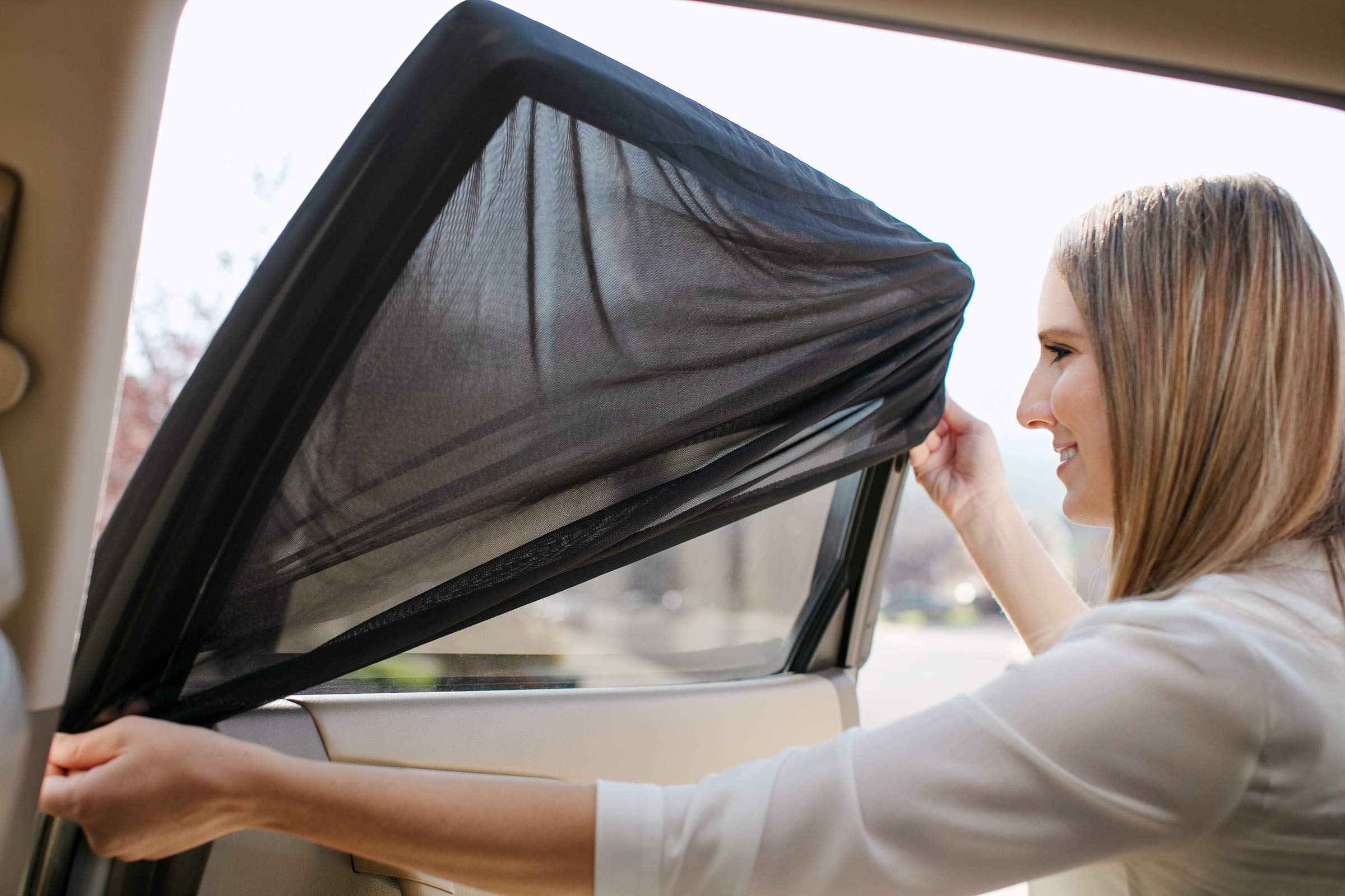 Magnelex Sock Style Car Window Shades For Baby - Block Sun Rays To Keep Passengers, Pets And Car Interior Cool And Comfortable - Elasticized Universal Mesh Car Shades Fit Most Vehicles (2 Pack)