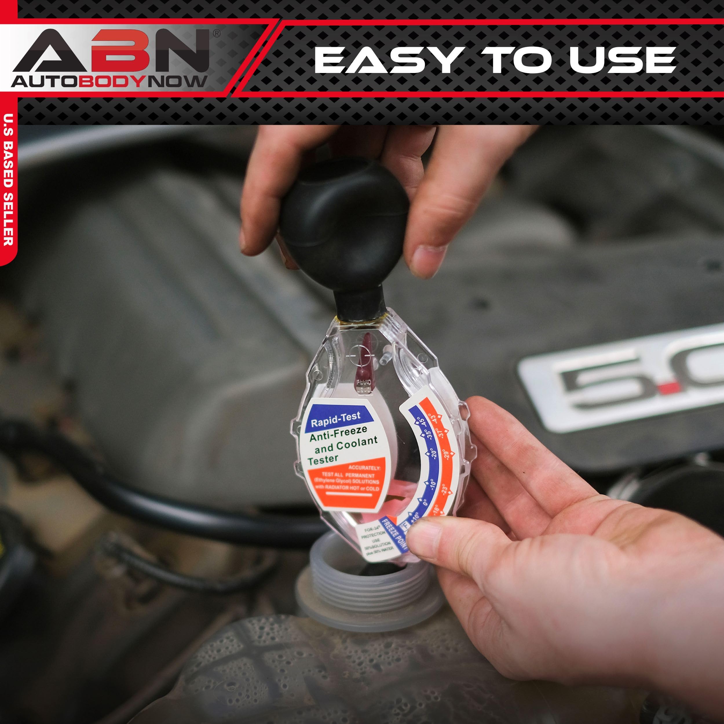 ABN Deluxe Antifreeze Tester Hydrometer – 10 Automotive Coolant Tester for Ethylene Glycol – Essential Cooling System Tool