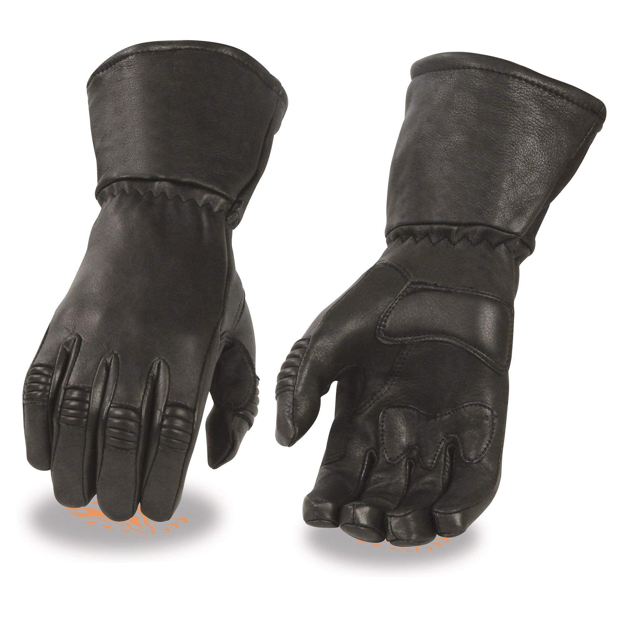 Shaf International Men's Lined Motorcycle Gloves with Gauntlet (Black, Large)
