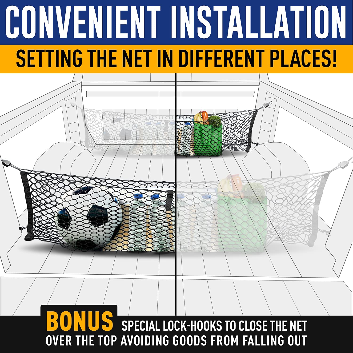 Envelope Style Trunk Mesh Cargo Net For Chevy Silverado Accessories 2013-2024 - Premium Trunk Organizers And Storage - Cargo Net