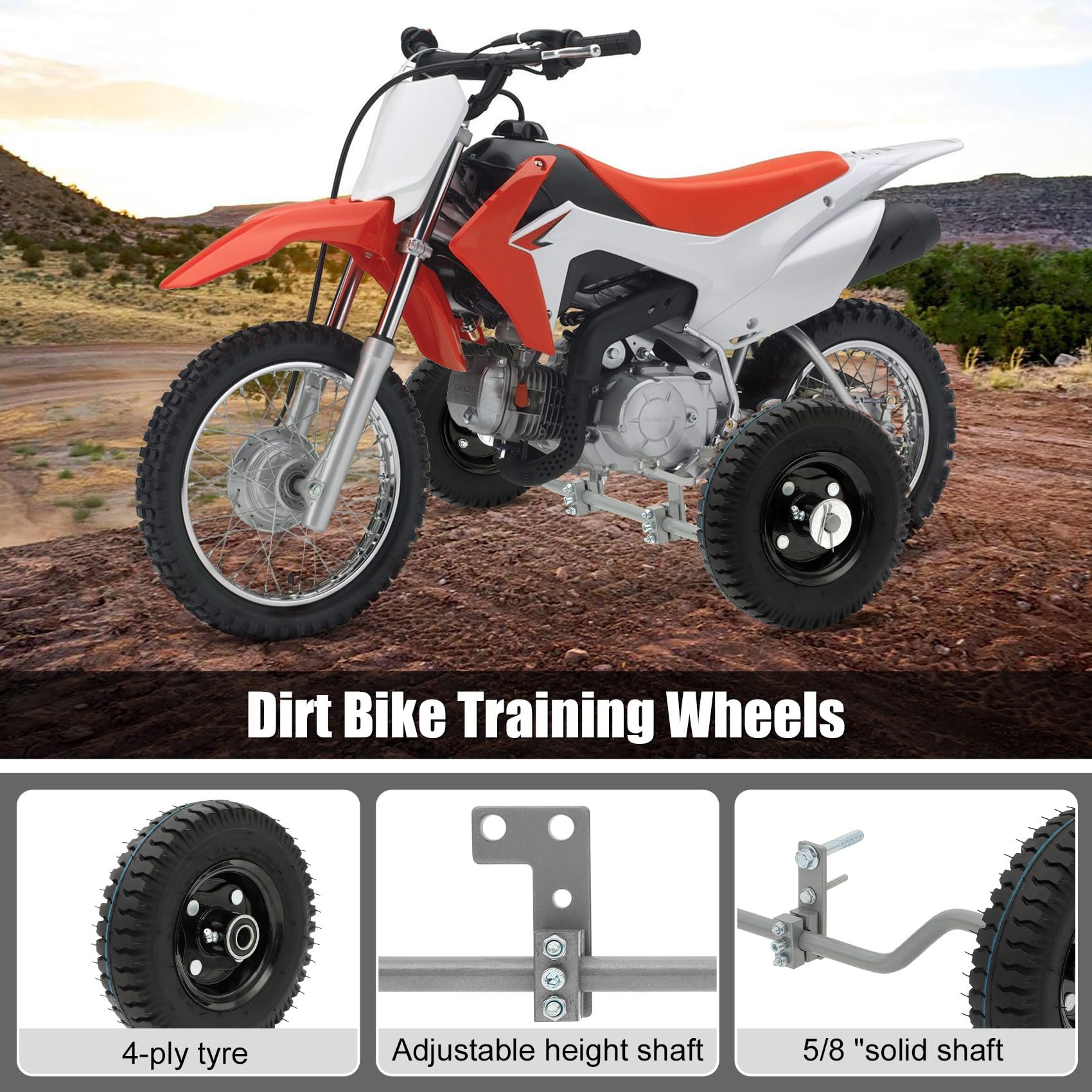 Harsire Dirt Bike Training Wheels for 50cc Bikes - Alloy Steel, Universal Fit, Silver, Compatible with Honda, Yamaha, KTM, Razor Models
