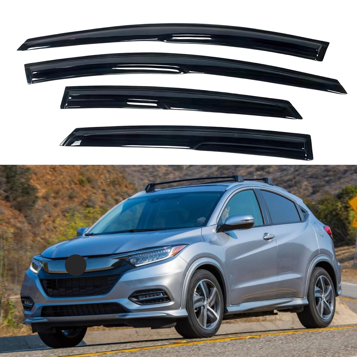 Ig Window Visor For Honda Hr-V (Hrv) 2016-2022, Rain Guard Tape-On Extra Durable Sun Wind Side Vent Window Deflector Mugen Style