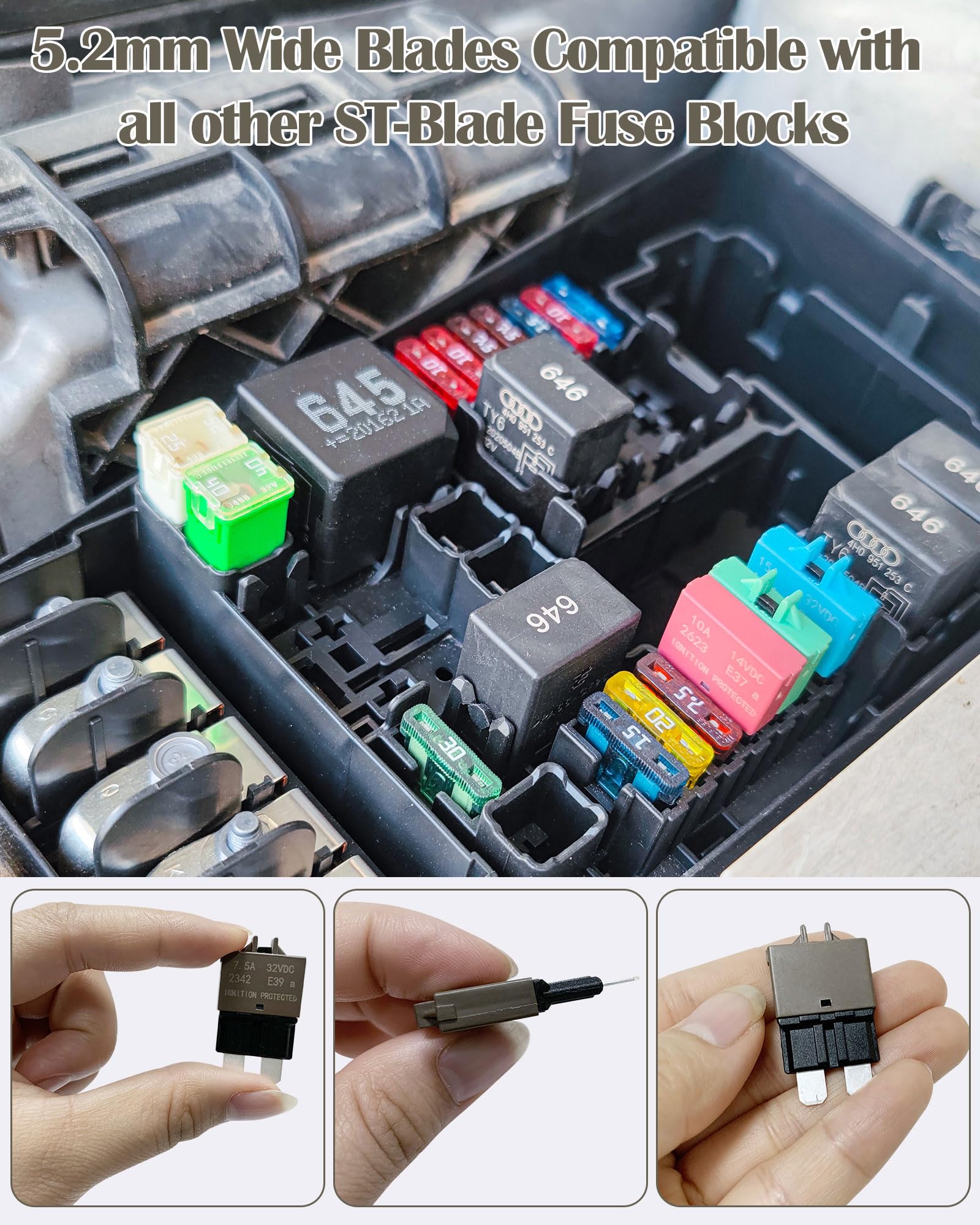 Automotive Resettable Standard 7.5A Fuse Ato Manual Reset Blade Fuses Circuit Breaker For Boat Truck Suv Car Motorcycle Dc 32V -