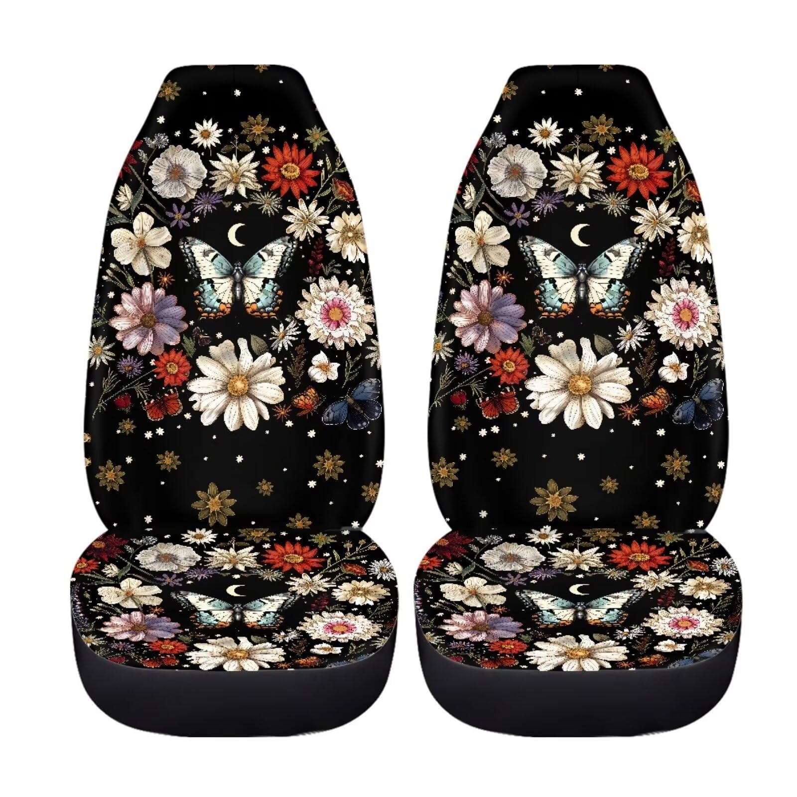 Bigcarjob Art Butterfly Car Seat Cover Full Set Auto Front Seat Protectors Vehicle Bucket Seat Pad,Butterfly Car Interior Access