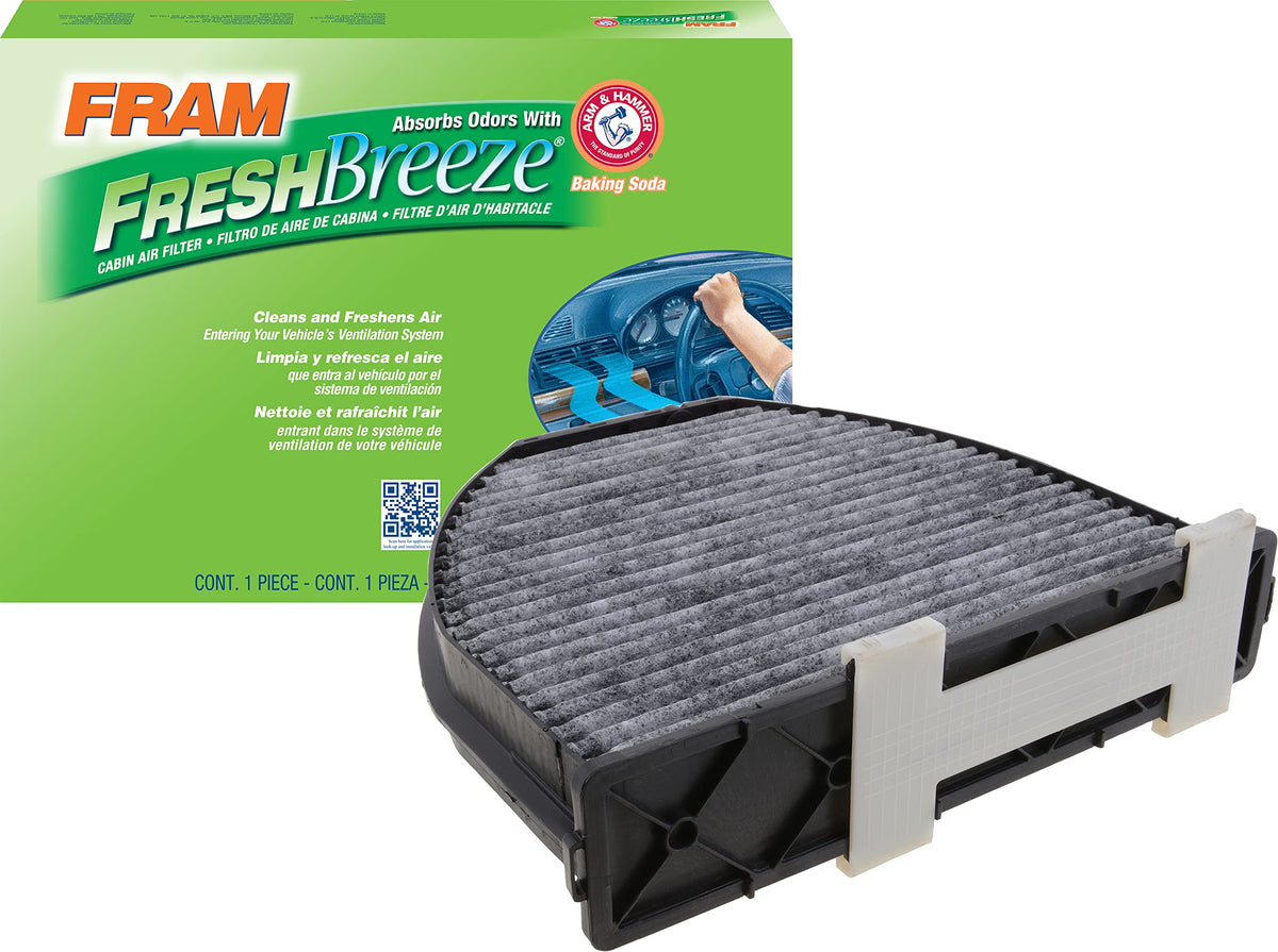 Fram Fresh Breeze Cabin Air Filter Replacement For Car Passenger Compartment W/ Arm And Hammer Baking Soda, Easy Install, Cf1093