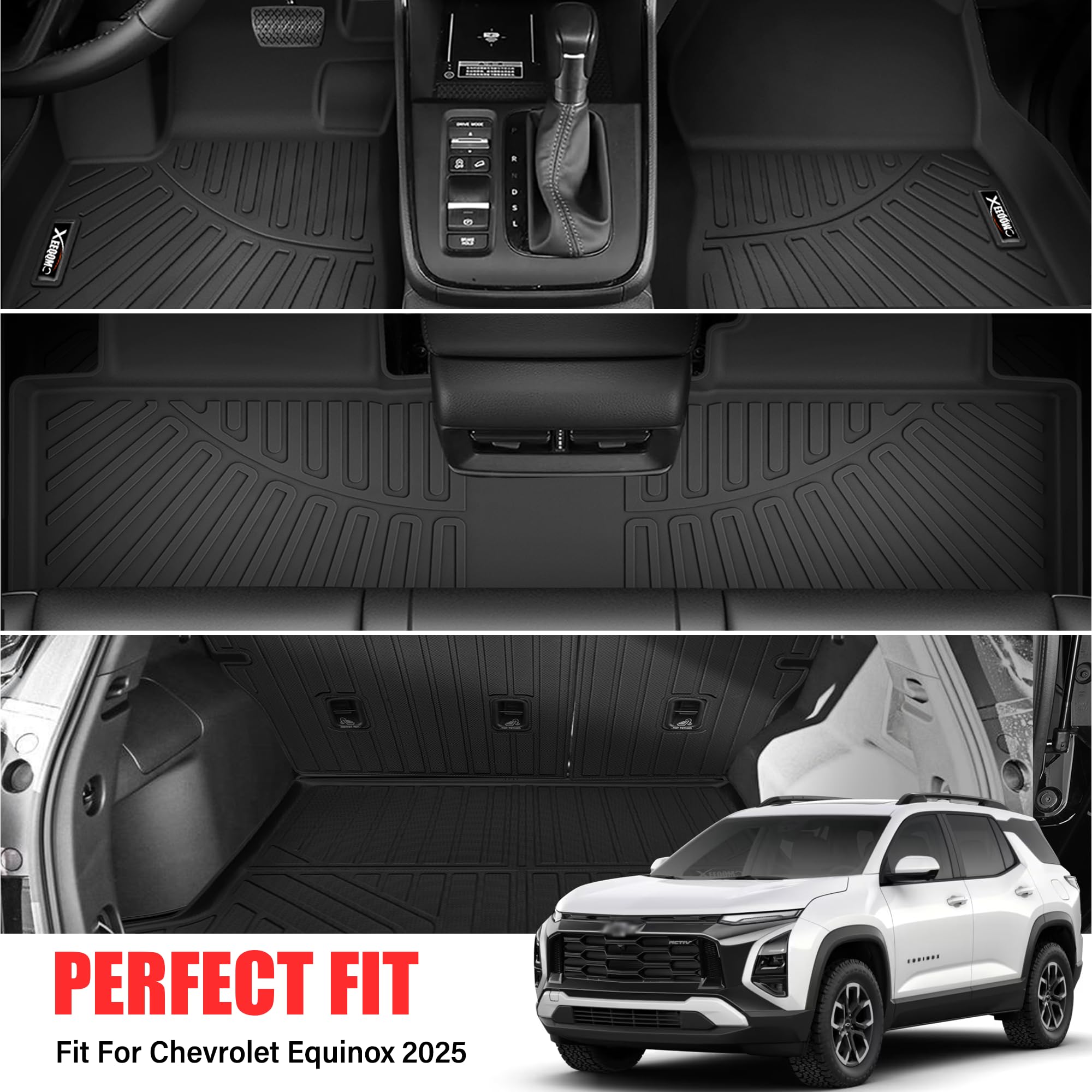 Floor Mats For 2025 Chevrolet Equinox Fuel (Not For Ev) Trunk Mat With Backrest Mat All Weather Tpe Rubber Floor Liner Set Cargo