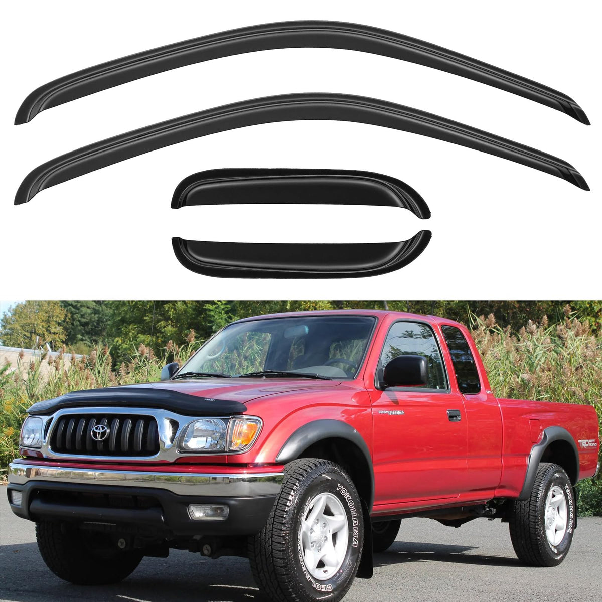 Window Visors Rain Guards Shield for 1995-2004 Toyota Tacoma Access Cab, Out-Channel Window Vent Wind Deflectors Visors Shades f