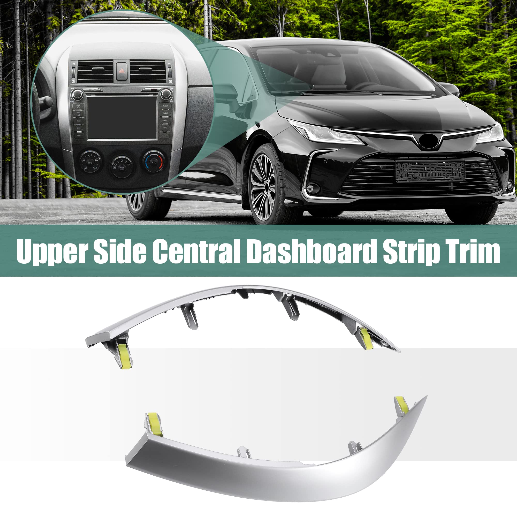 X AUTOHAUX Left and Right Upper Side Central Dashboard Cover Strip Trim for Toyota Corolla 2008-2013 55436-02330 55435-02370 Cen