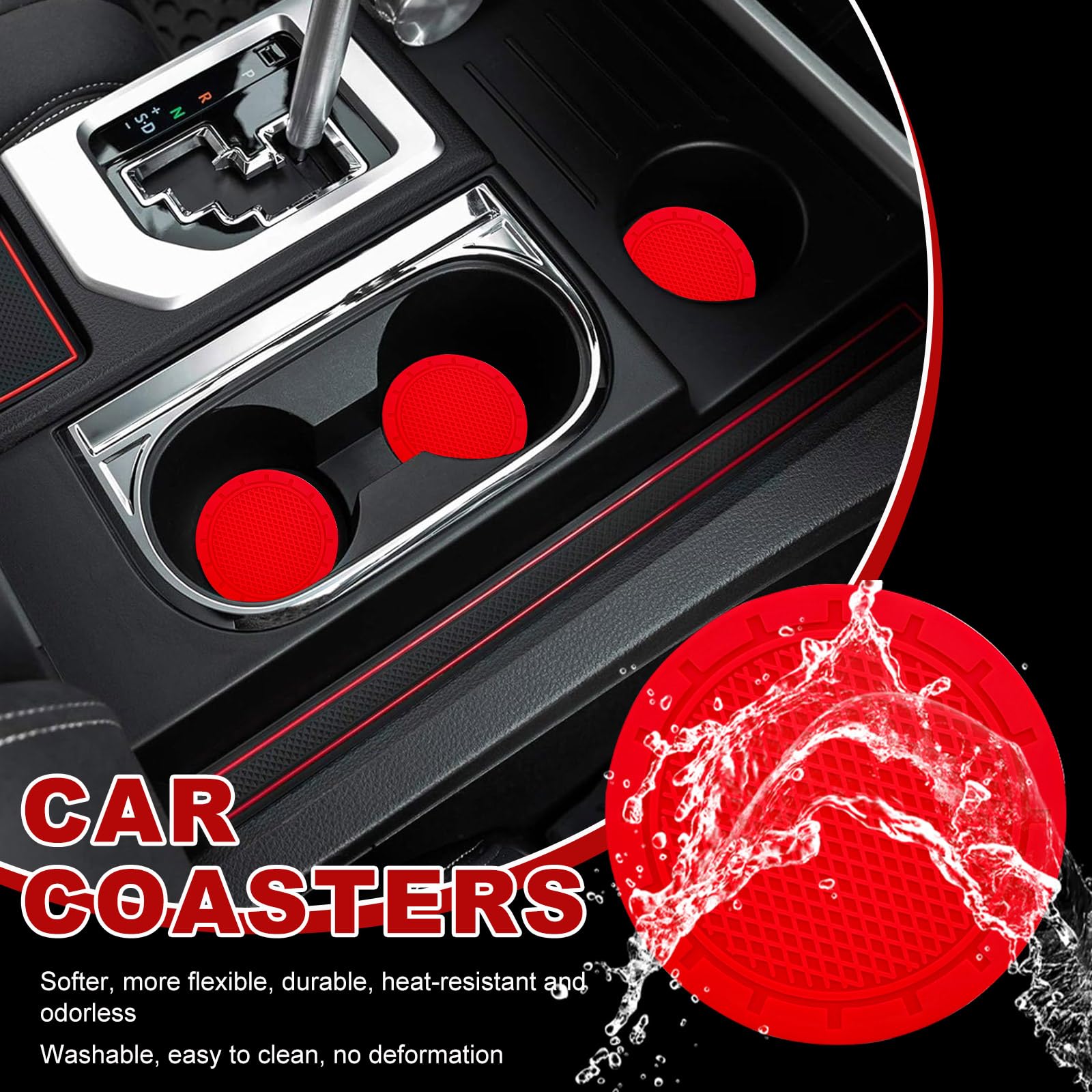 Yourkar 28 PCS Car Interior Parts Set, Decorative Auto Air Conditioning Trim Strip & Hex Auto Tire Stem Cover, Universal Anti-Sl