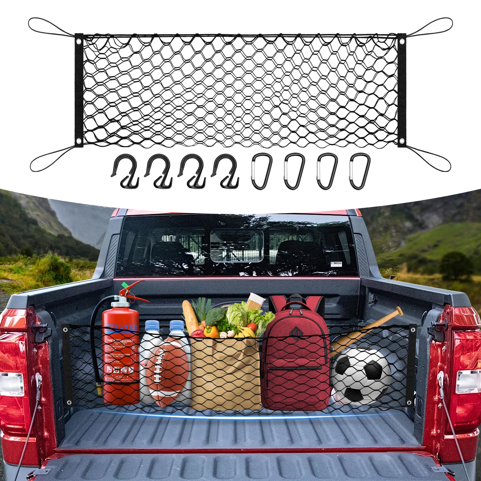 Canvcle Trunk Cargo Net for 2022-2025 Ford Maverick Accessories Envelope Style Mesh Trunk Net Organizer and Storage Stretchable 