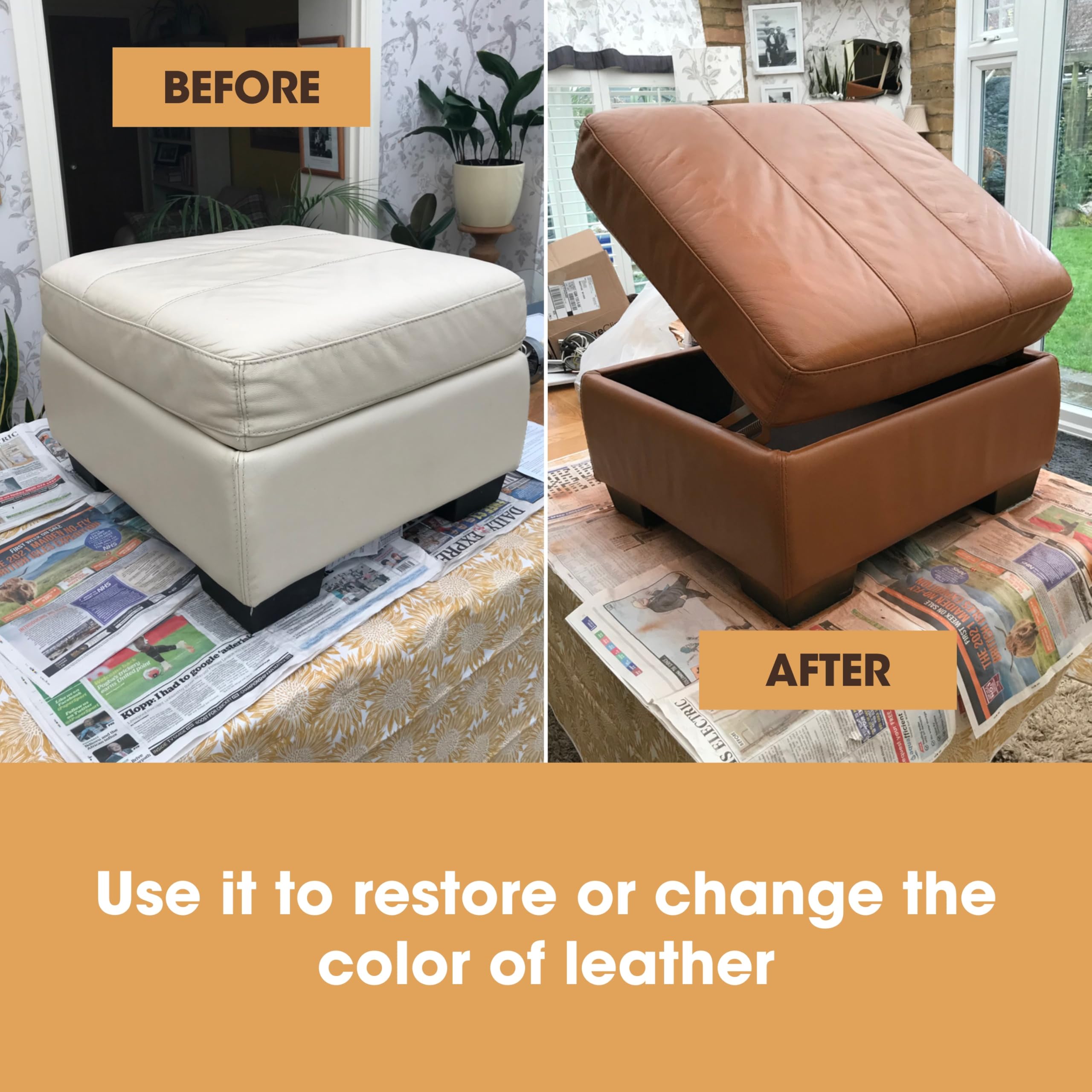 Furniture Clinic Leather Repair Paint | 2-In-1 Seal And Color | Use On Scratches, Tears, And Holes In Car Seats, Furniture | Qui
