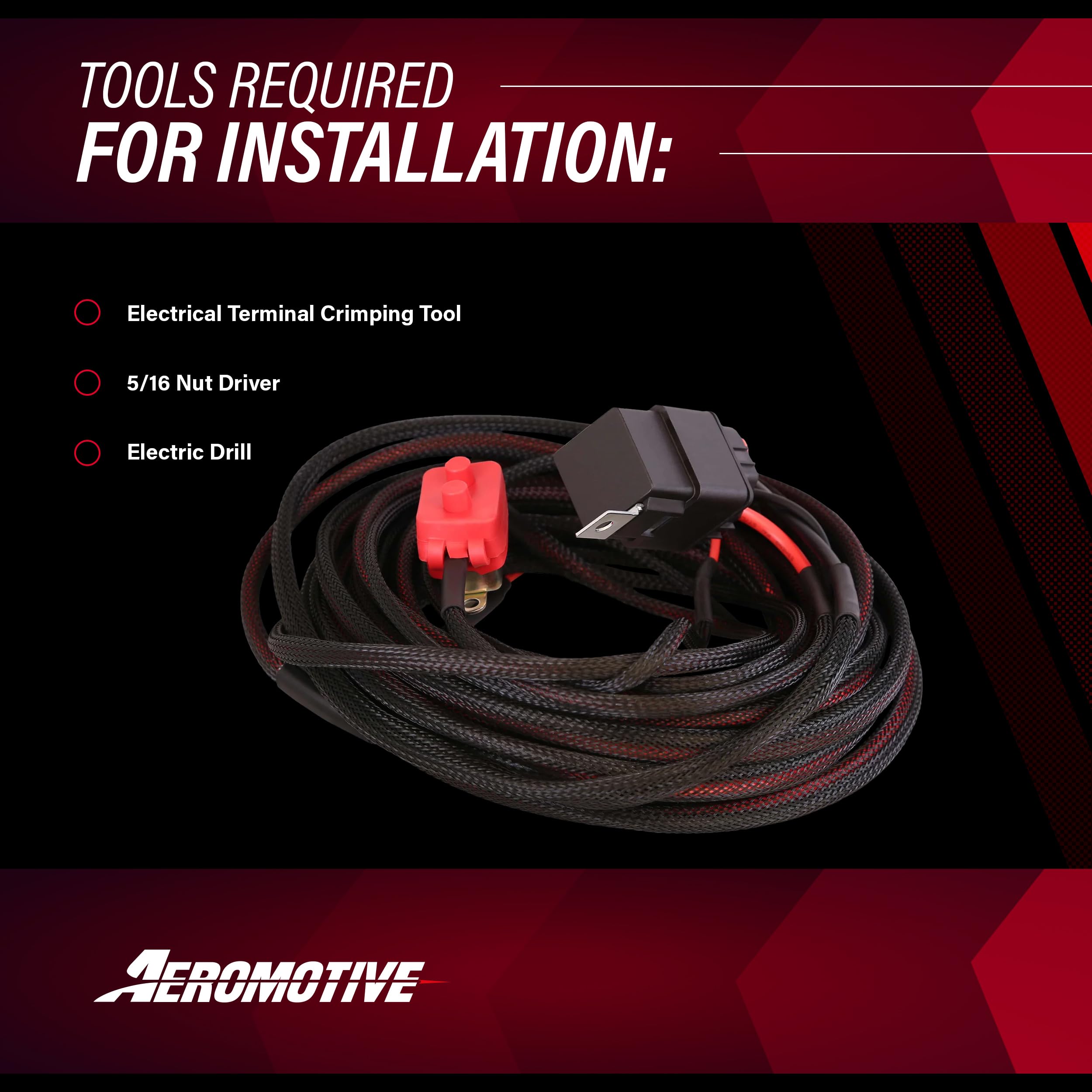 Aeromotive 16307 Fuel Pump Wiring Harness Relay Kit, 30 Amp, 20' Long Wire