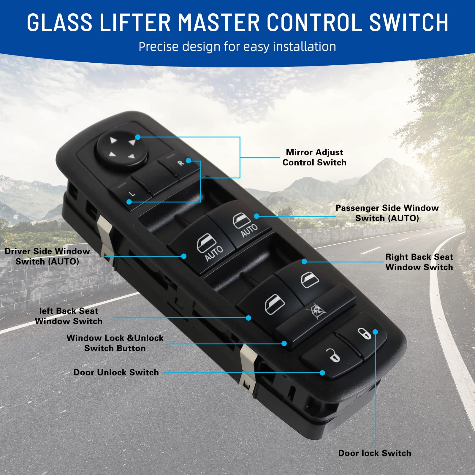 Sherxibo Power Window Master Switch Compatible With 2011-2014 Dodge Durango 2011-2014 Jeep Grand Cherokee Replace For: 68086693Ac 68086693Ad 68086693Ae