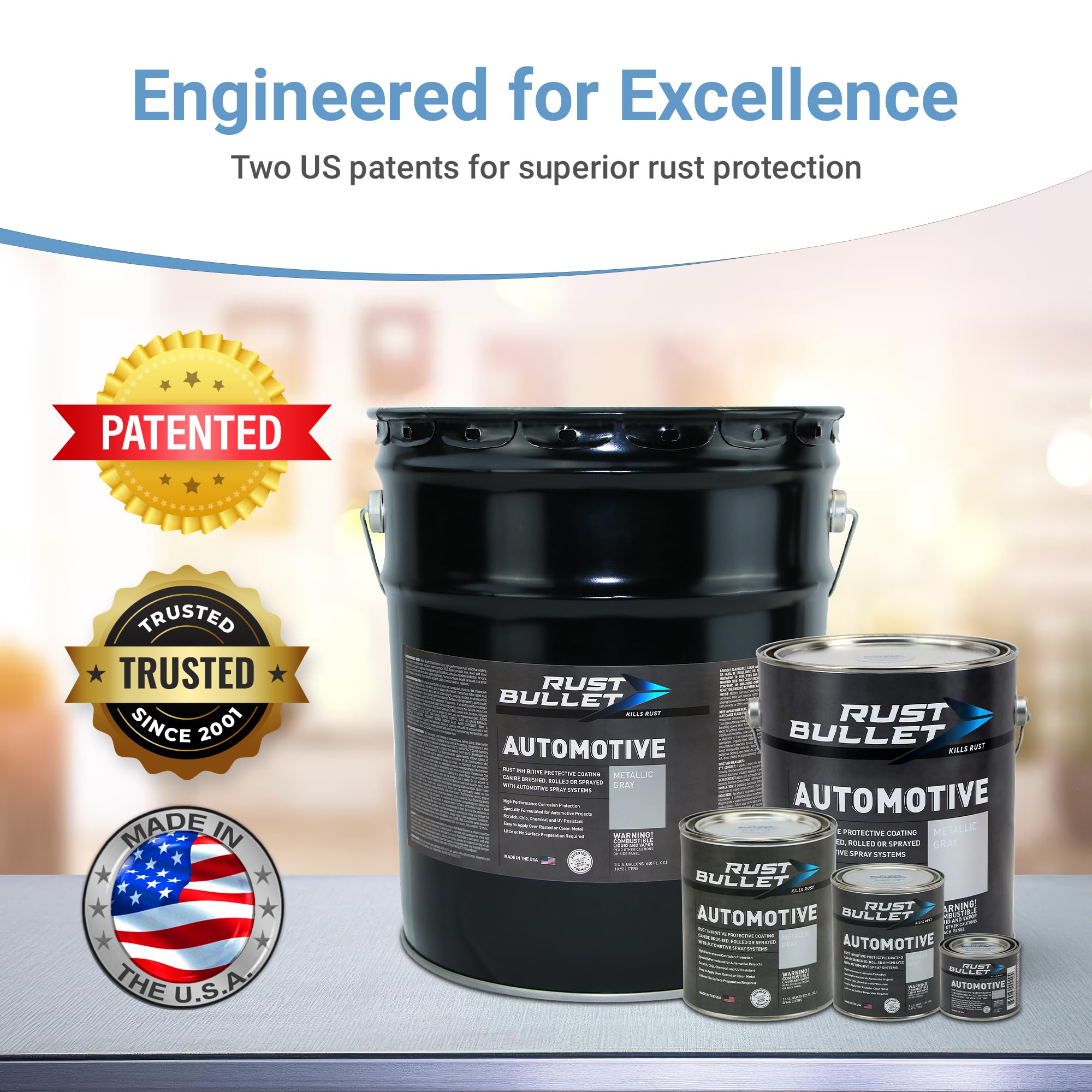 Rust Bullet Automotive - Metallic Gray - (6) 4 Oz - Rust Inhibitor & Protective Coating For Cars, Trucks, & Metal Surfaces, Uv R