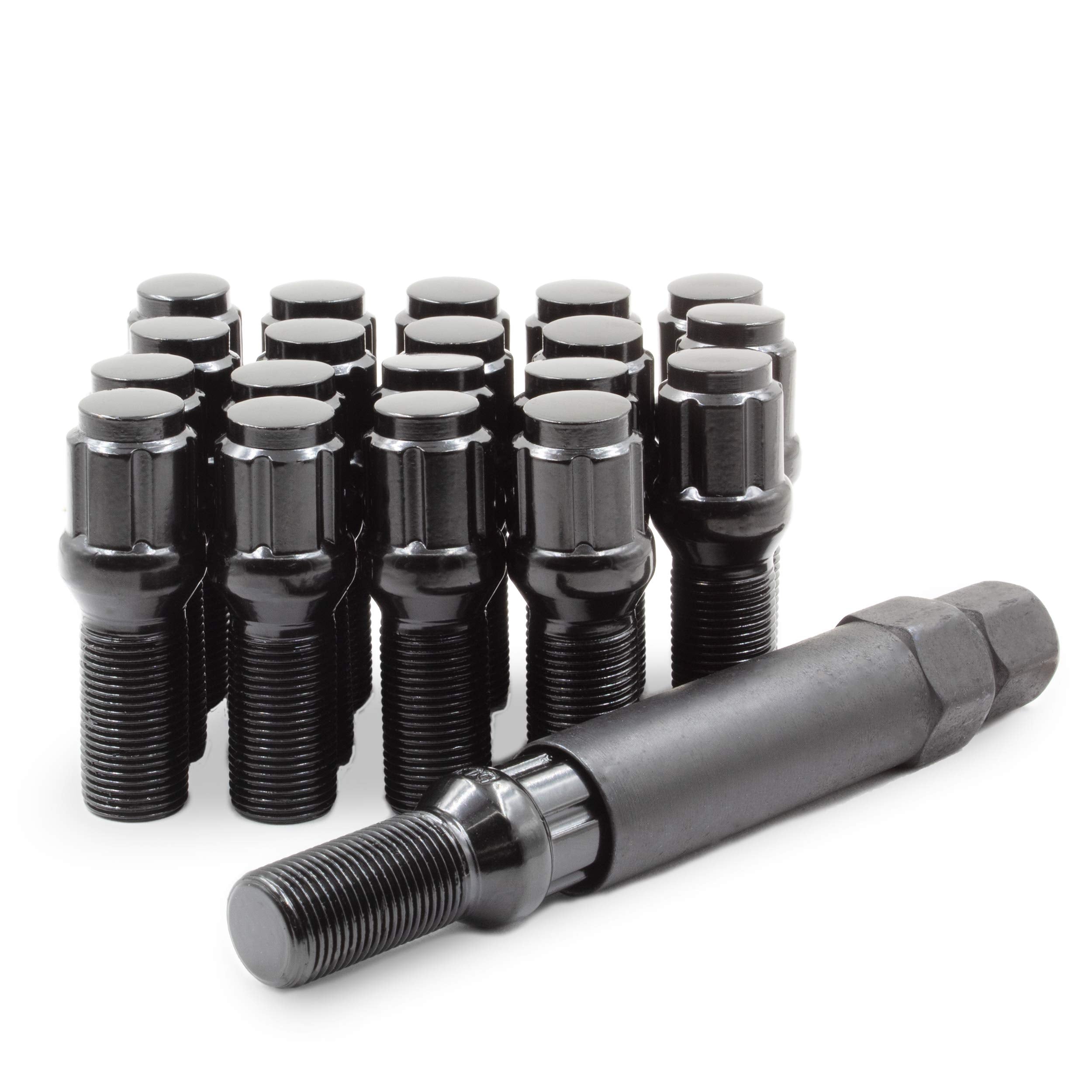 Wheel Accessories Parts 20 Pcs 15Mm 1.25 Thread Acorn Seat Lug Bolt Car Spline 28Mm Thread Length Black Fits 2019+ Mercedes Gle Gls | 2021+ Maybach Gls 600
