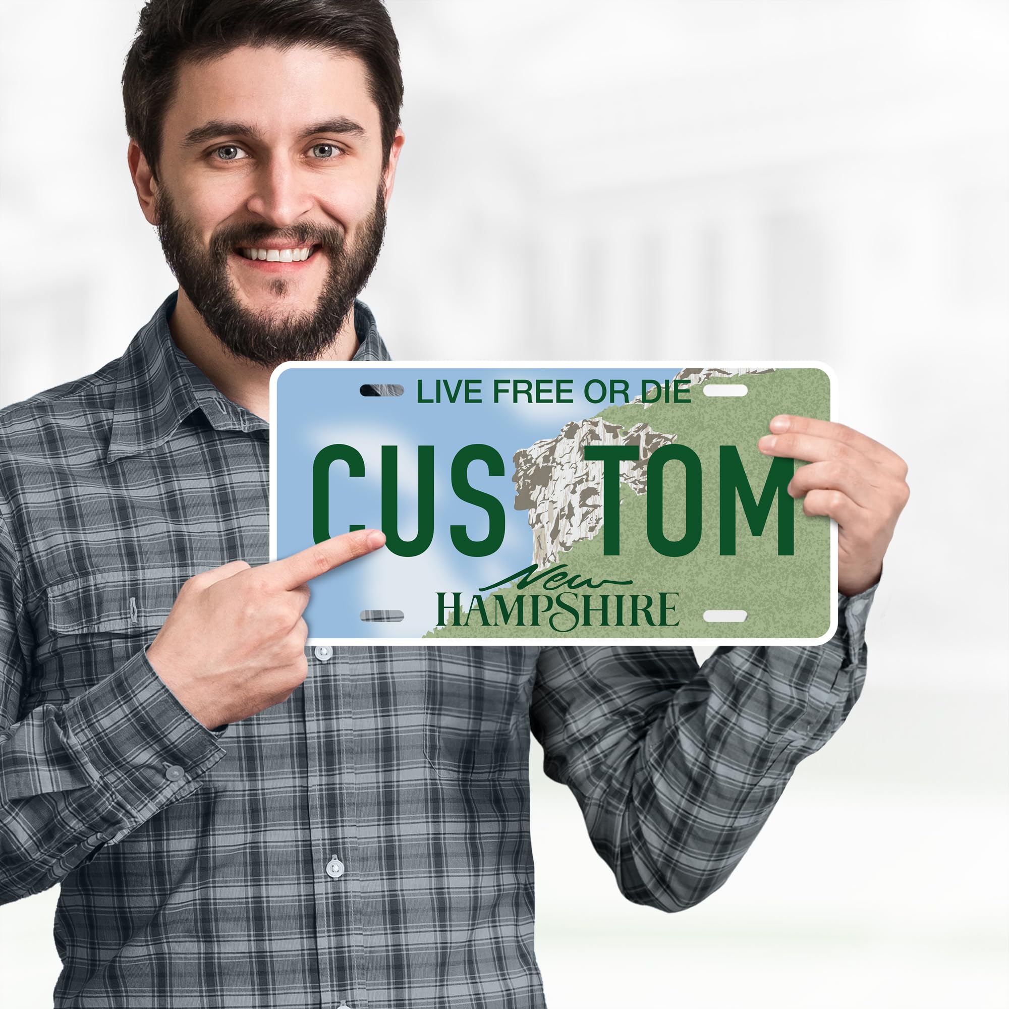 Custom New Hampshire License Plate, Personalized License Plates For Car, 6X12 Inch, Rust-Free Fade Resistant Aluminum, Usa Made