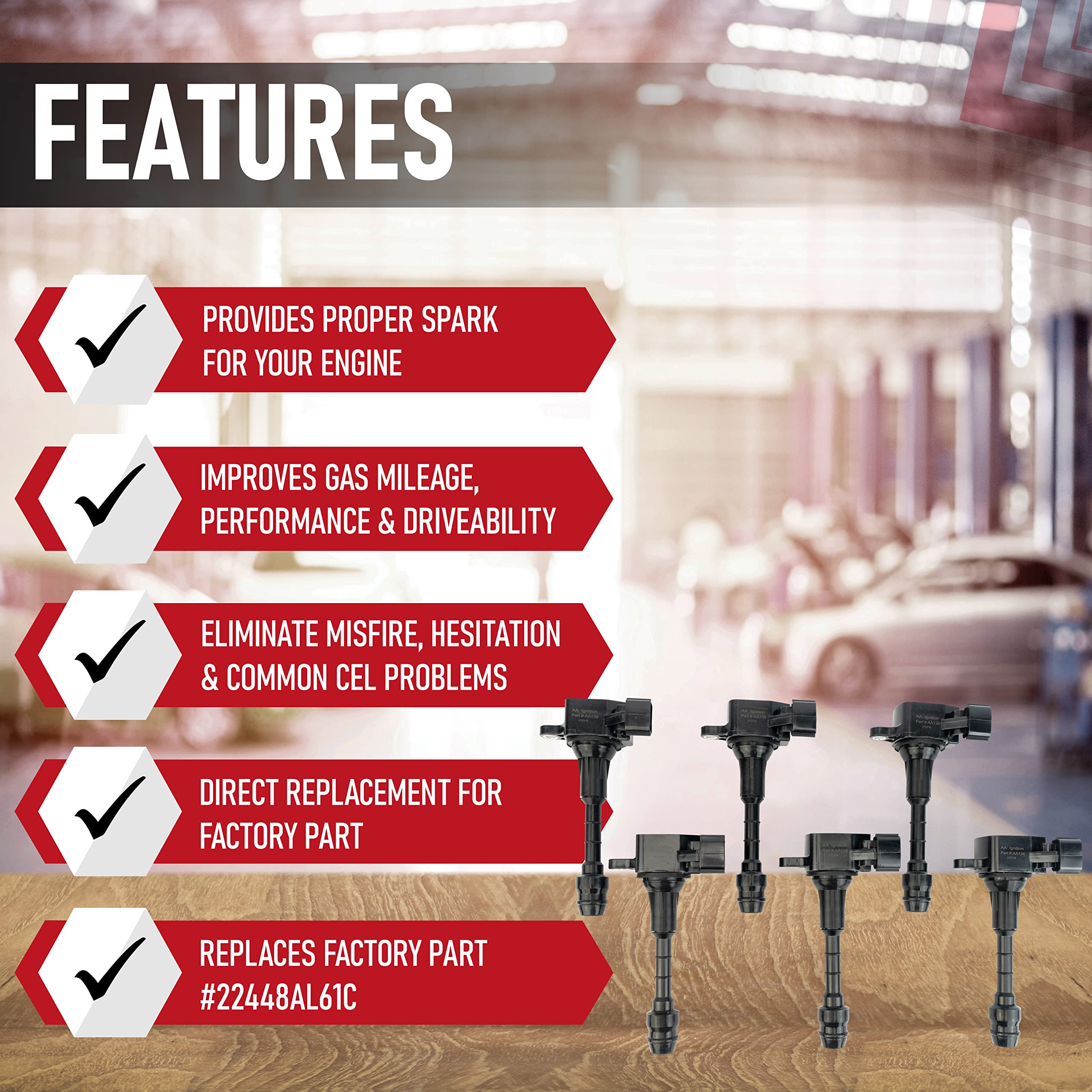 Ignition Coil Pack Set Of 6 - Compatible With Infiniti Fx35, G35, M35 & Nissan 350Z Vehicles - Replaces 22448-Al61C, Uf401, Igc0