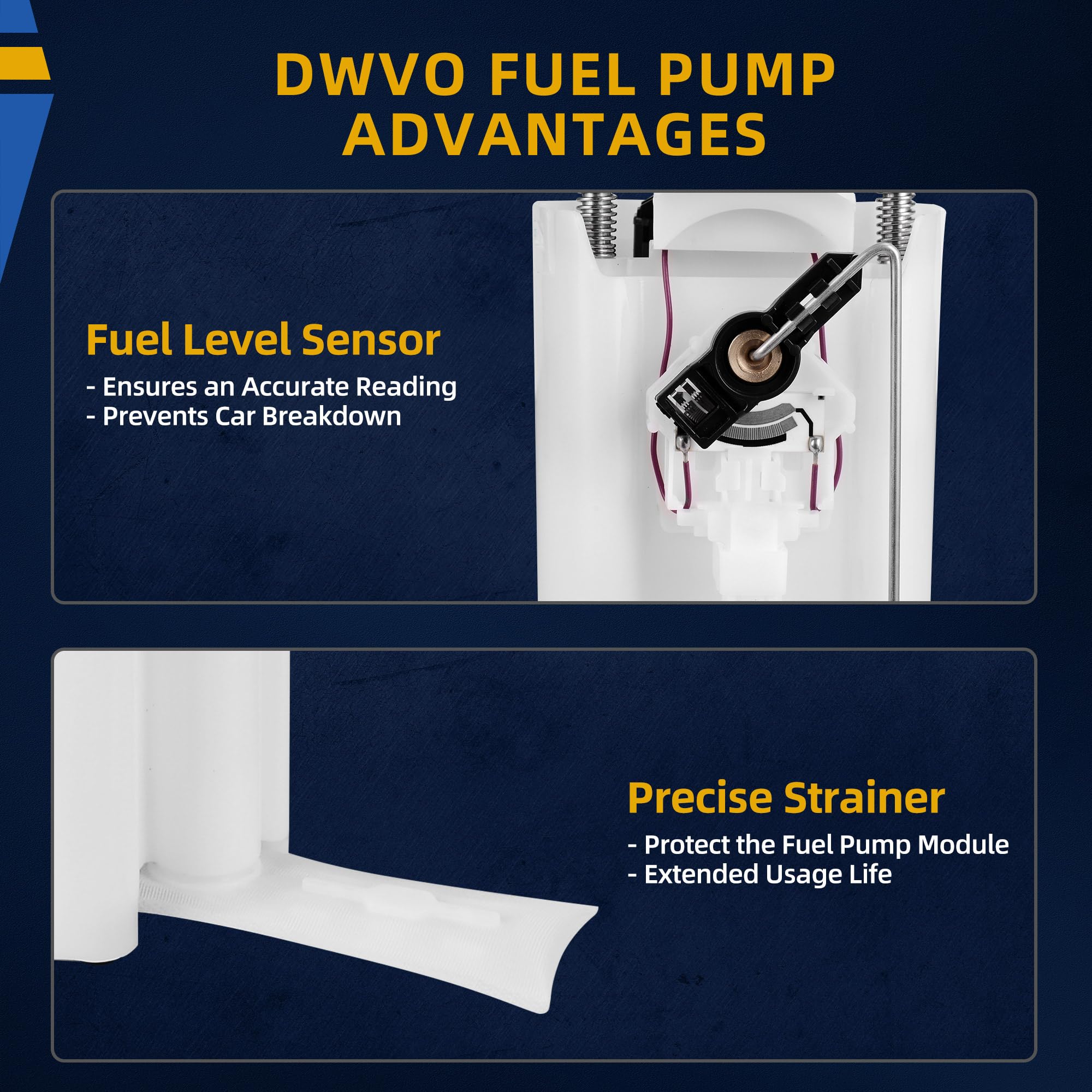 Dwvo Fuel Pump Compatible With 2000-2003 Chevy Tahoe/Gmc Yukon/Cadillac Escalade 4.8L 5.3L 6.0L (Comes With Fuel Pressure Sensor)